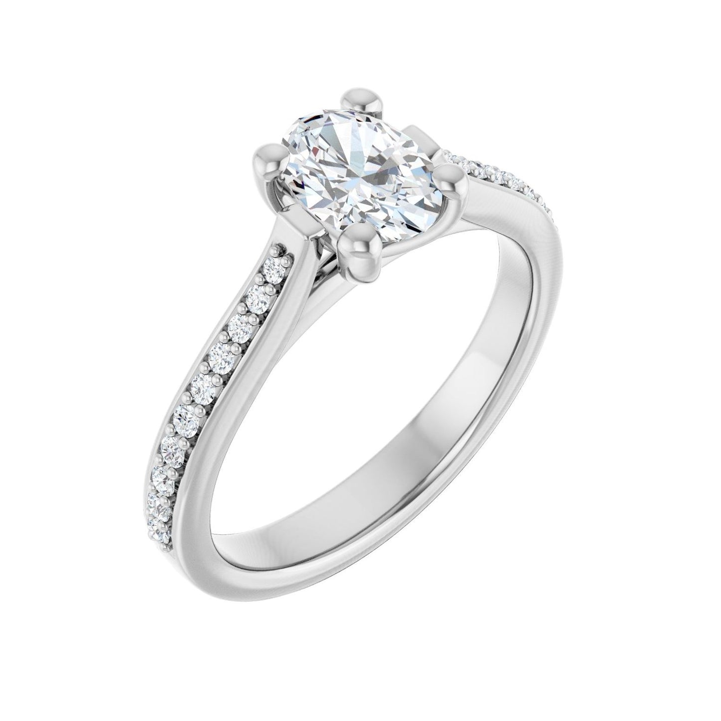 Oval Engagement Ring | Metal Type=14K White Gold | Center Stone Size=1 CT | Image 1