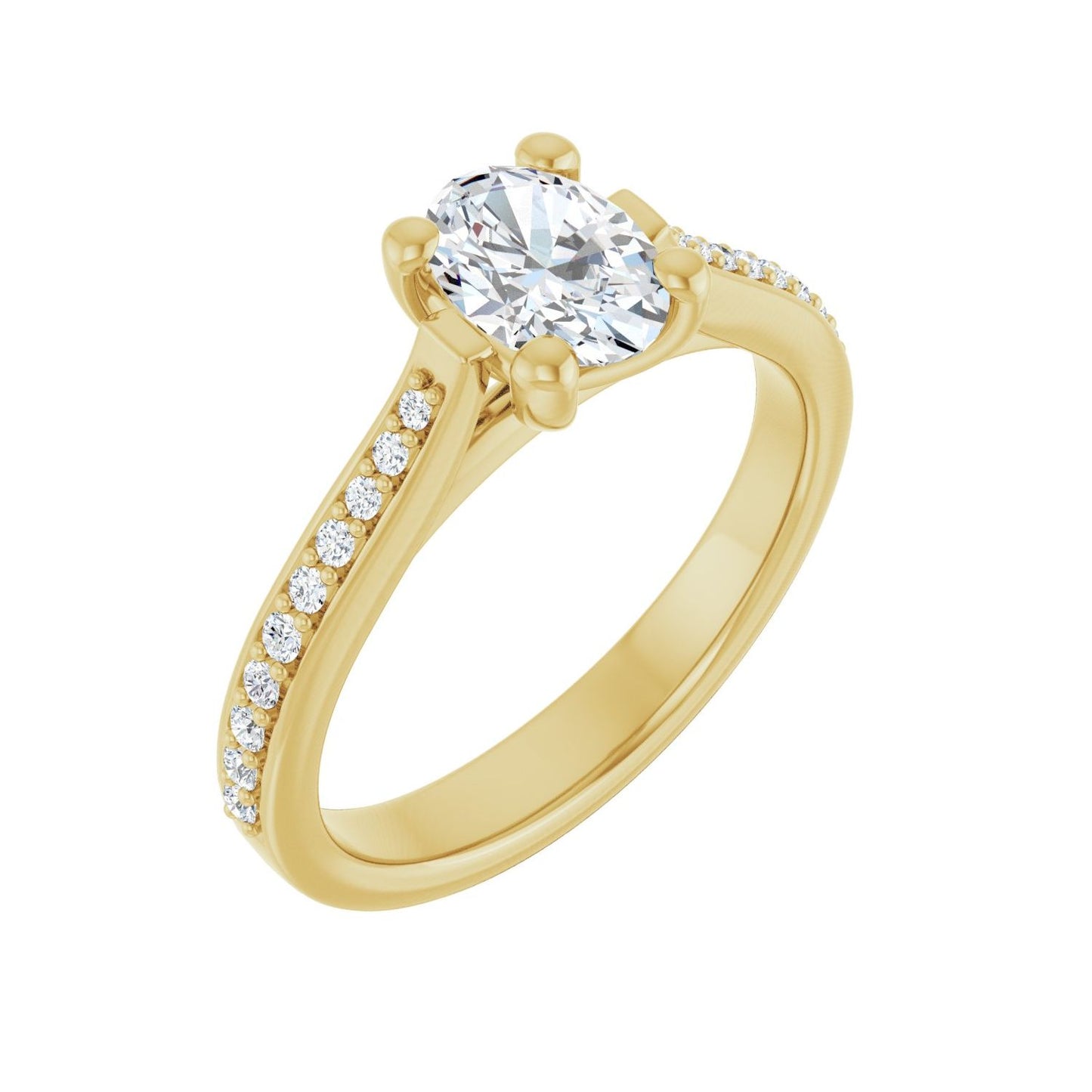 Oval Engagement Ring | Metal Type=14K Yellow Gold | Center Stone Size=1 CT | Image 1