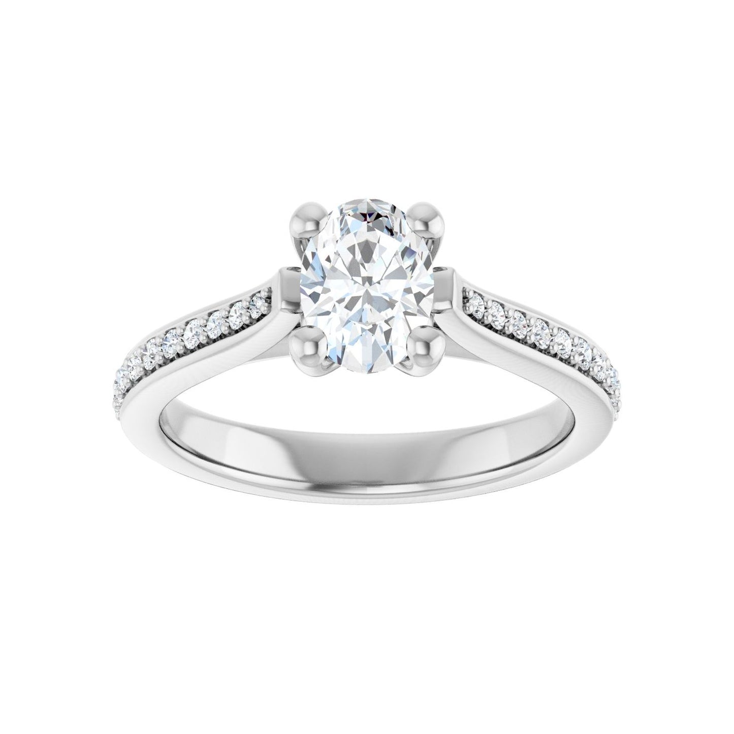 Oval Engagement Ring | Metal Type=14K White Gold | Center Stone Size=1 CT | Image 3