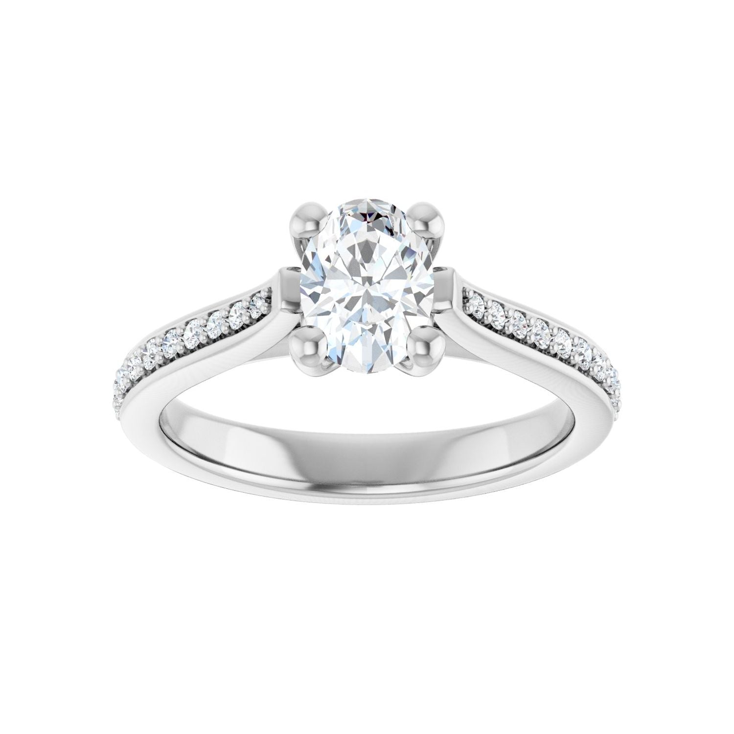 Oval Engagement Ring | Metal Type=14K White Gold | Center Stone Size=1 CT | Image 3