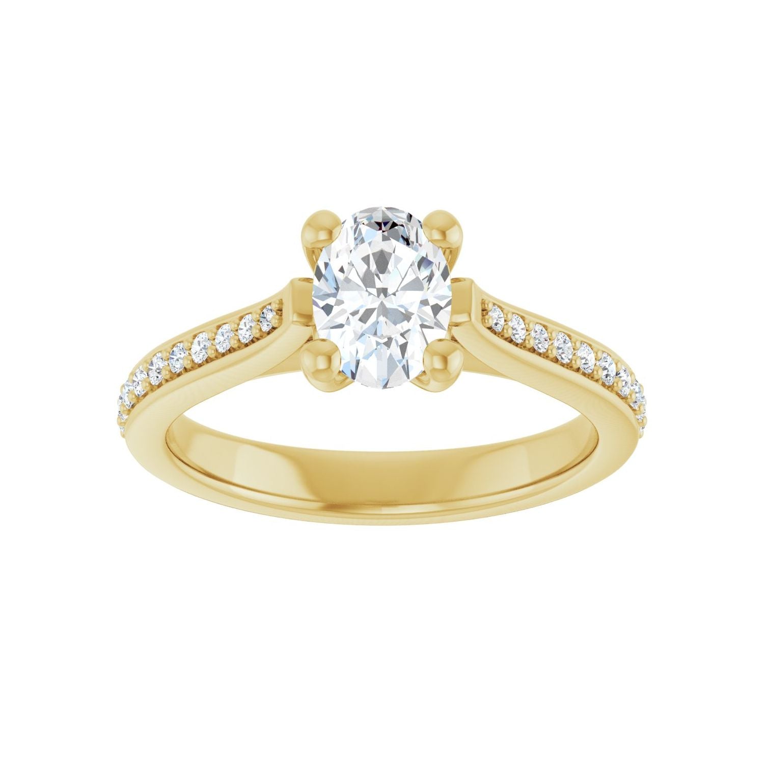 Oval Engagement Ring | Metal Type=14K Yellow Gold | Center Stone Size=1 CT | Image 3