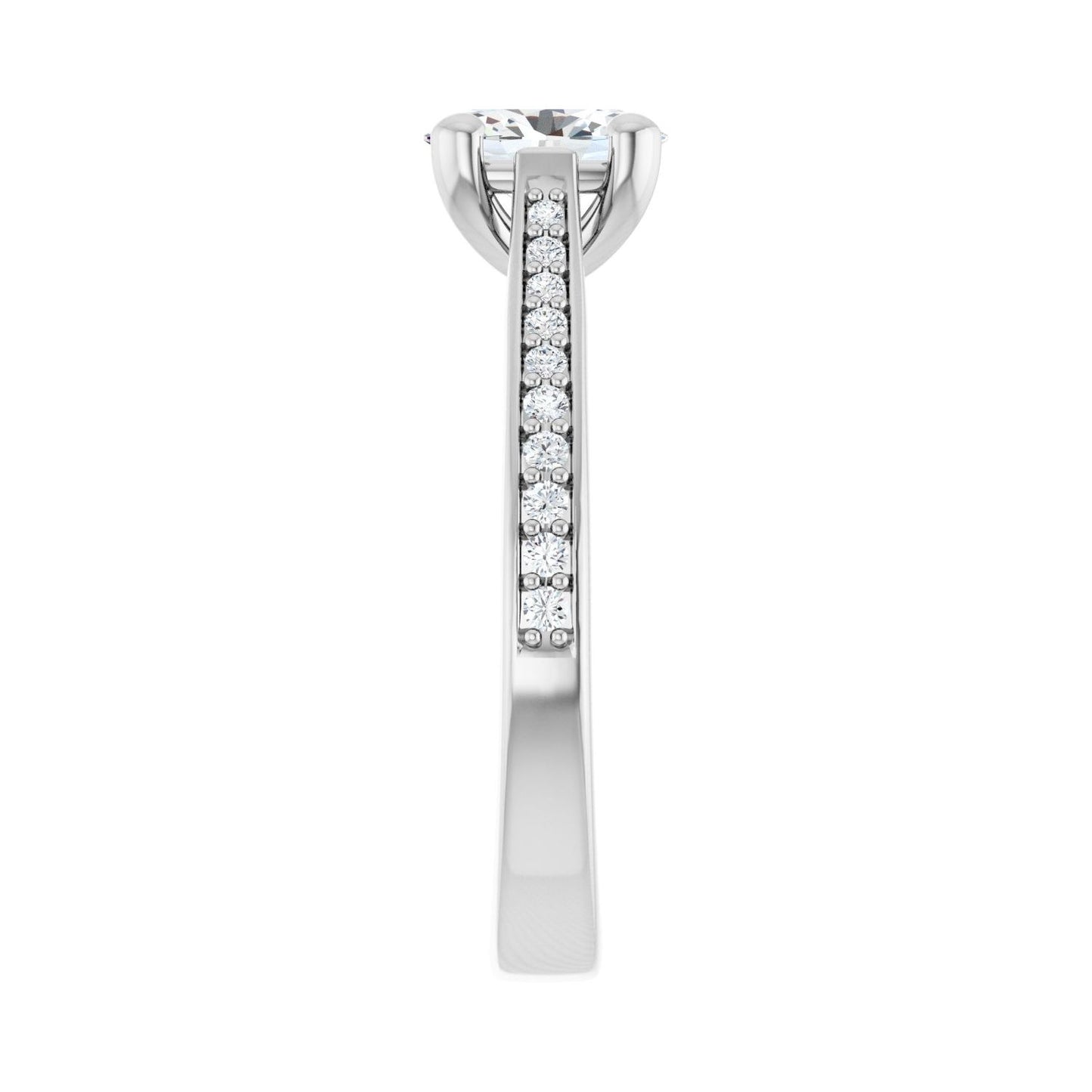 Oval Engagement Ring | Metal Type=14K White Gold | Center Stone Size=1 CT | Image 4