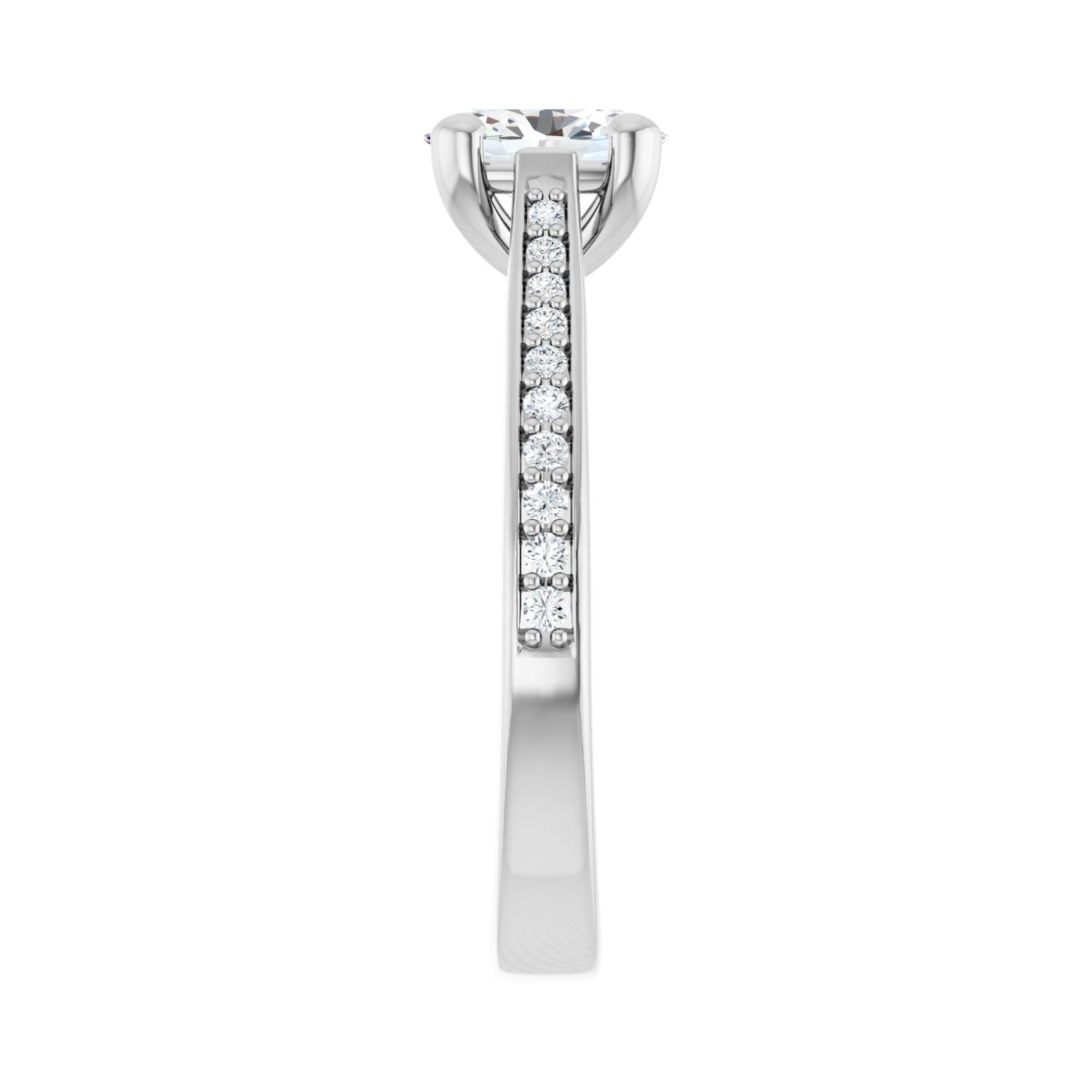 Oval Engagement Ring | Metal Type=14K White Gold | Center Stone Size=1 CT | Image 4