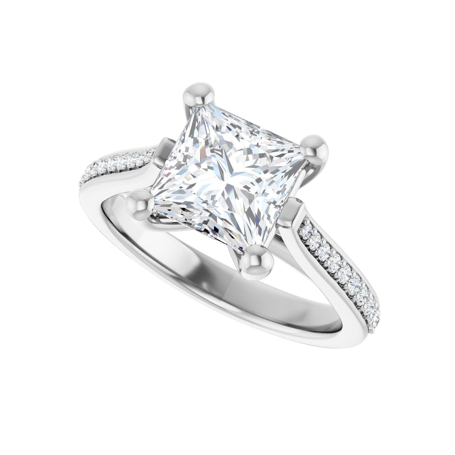 Square Engagement Ring | Metal Type=14K White Gold | Center Stone Size=2 CT | Image 5