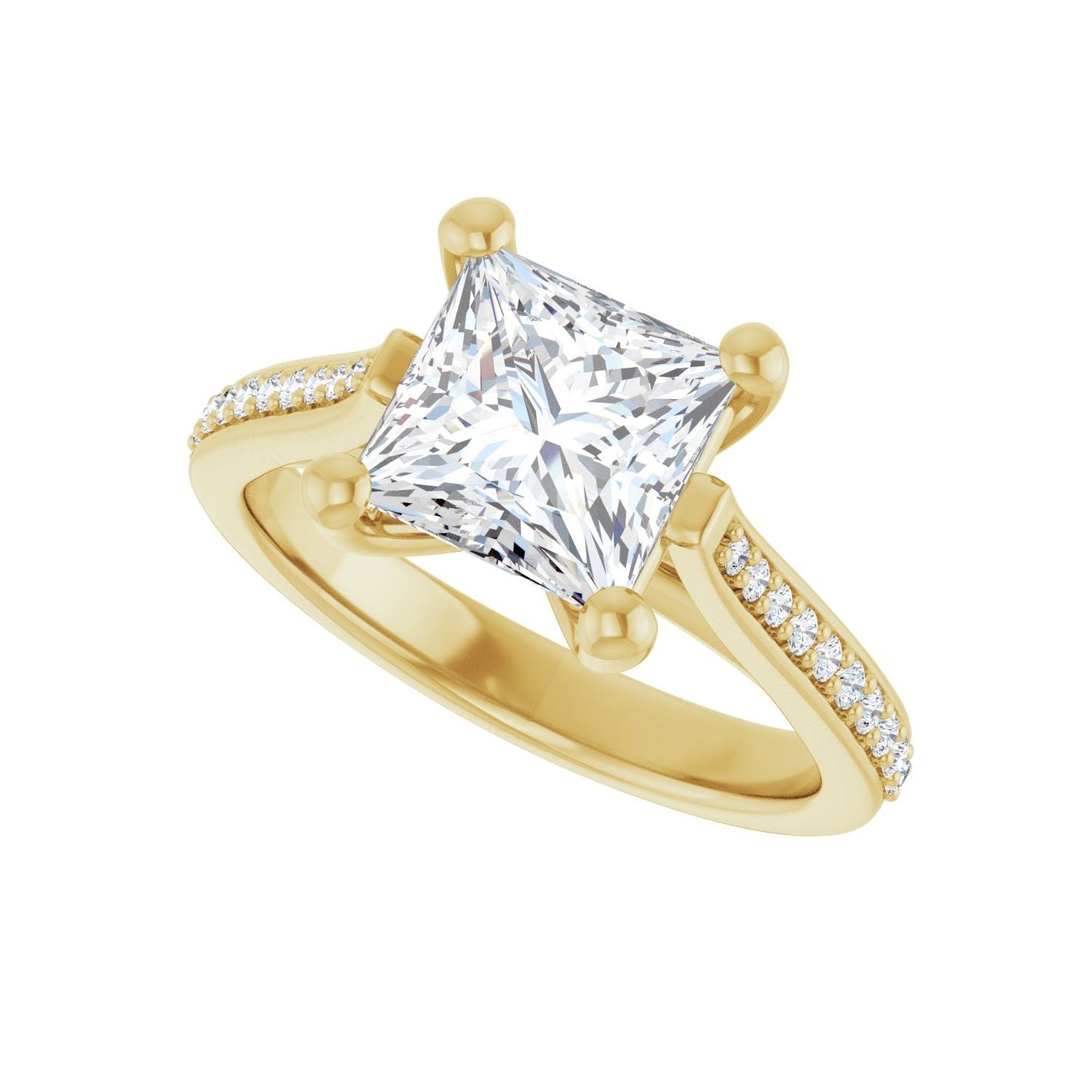Square Engagement Ring | Metal Type=14K Yellow Gold | Center Stone Size=2 CT | Image 5