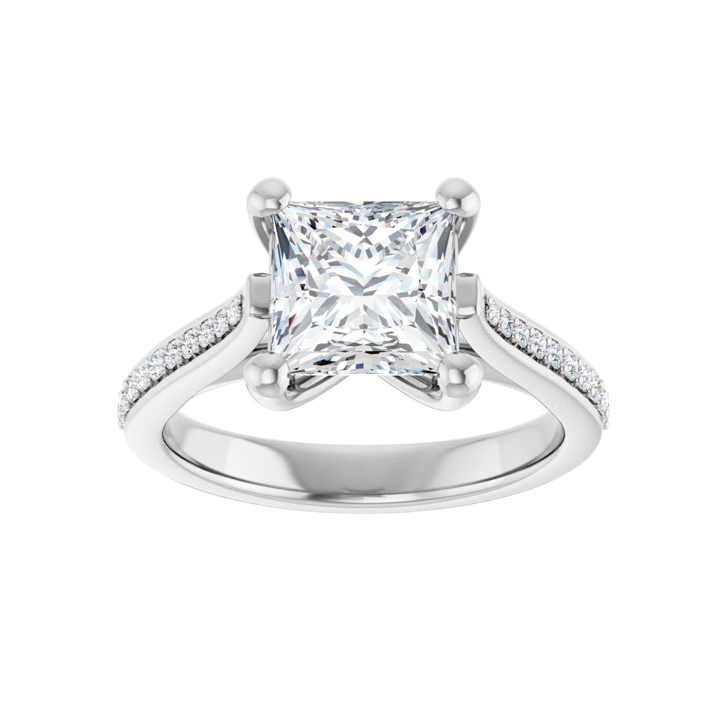 Square Engagement Ring | Metal Type=14K White Gold | Center Stone Size=2 CT | Image 3