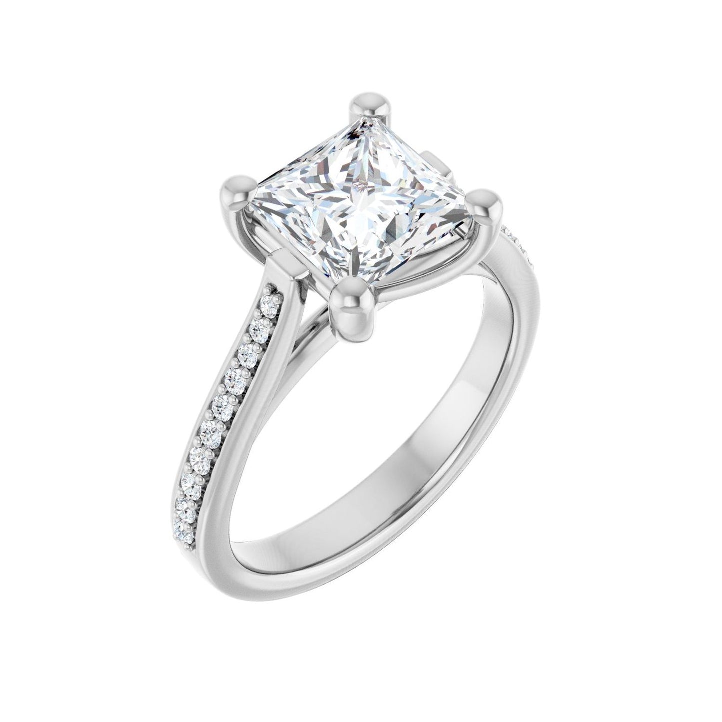 Square Engagement Ring | Metal Type=14K White Gold | Center Stone Size=2 CT | Image 1
