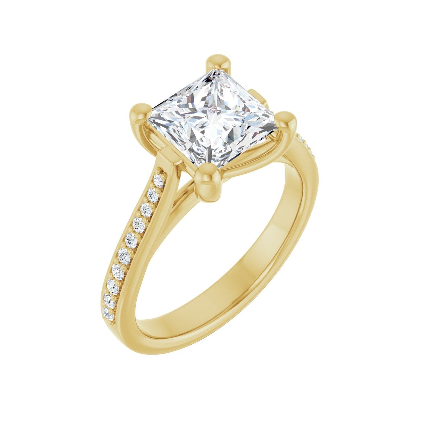 Square Engagement Ring | Metal Type=14K Yellow Gold | Center Stone Size=2 CT | Image 1
