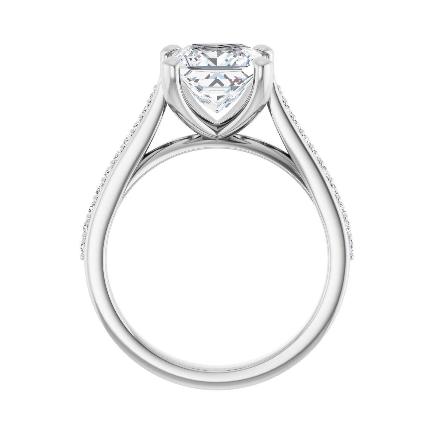 Square Engagement Ring | Metal Type=14K White Gold | Center Stone Size=2 CT | Image 2