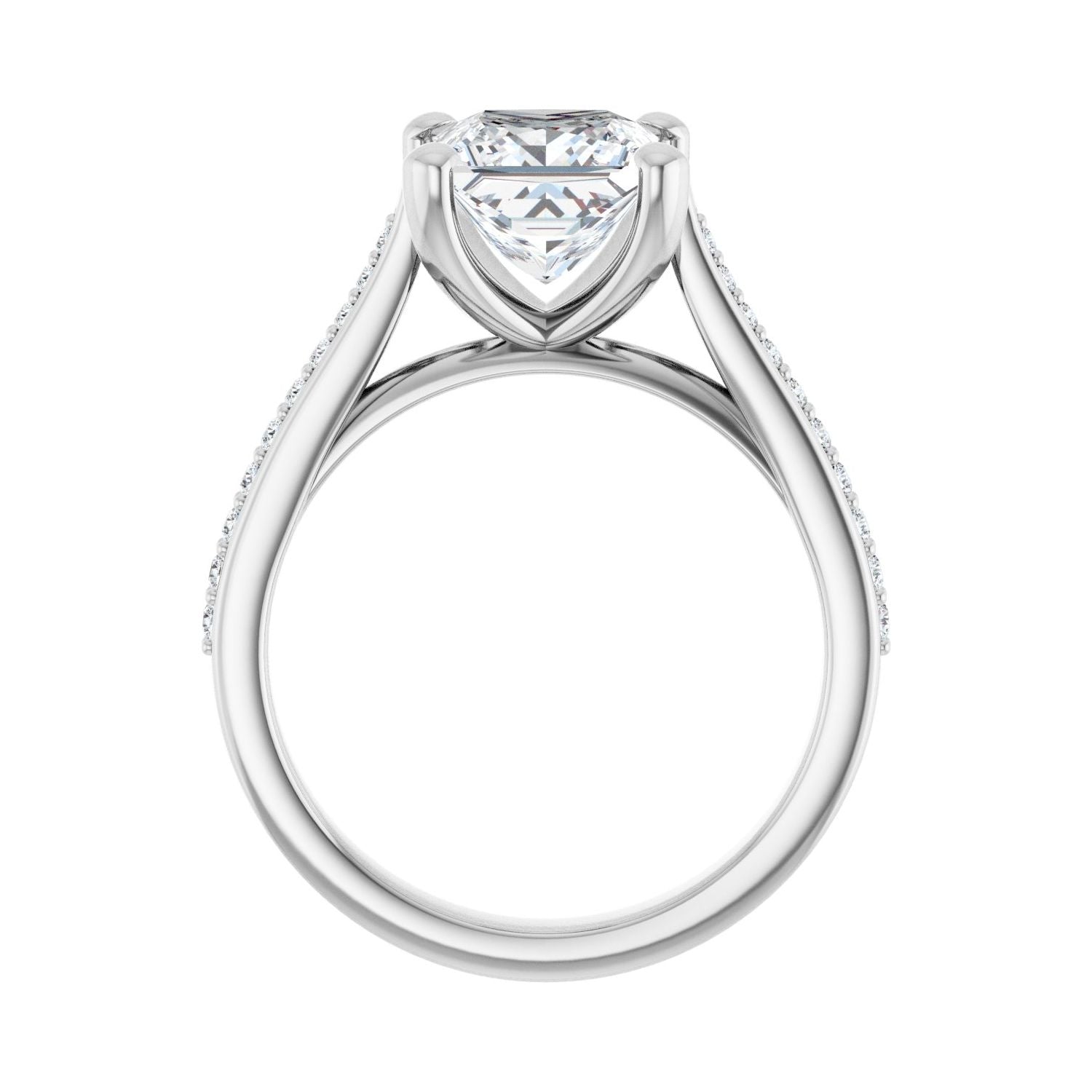 Square Engagement Ring | Metal Type=14K White Gold | Center Stone Size=2 CT | Image 2