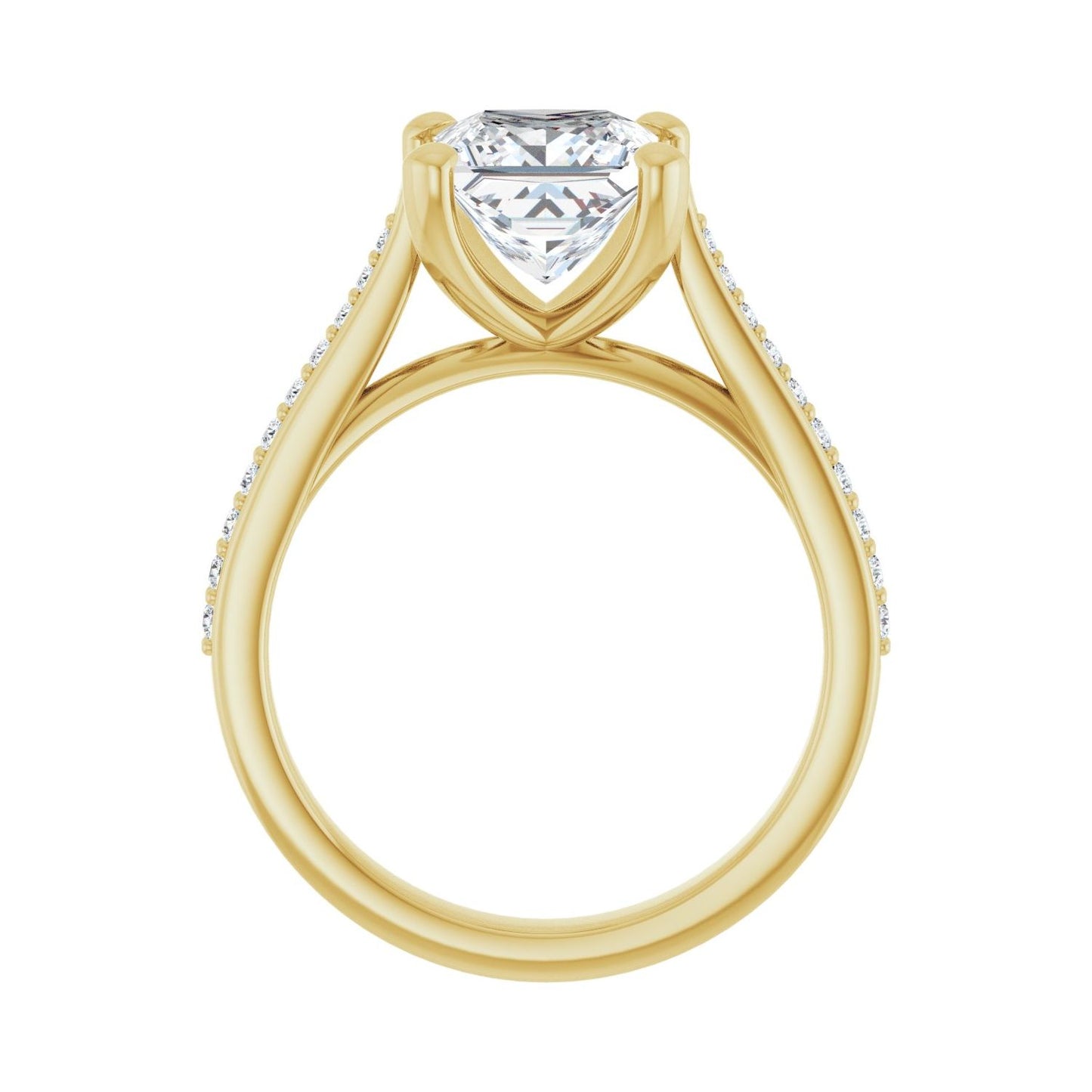 Square Engagement Ring | Metal Type=14K Yellow Gold | Center Stone Size=2 CT | Image 2