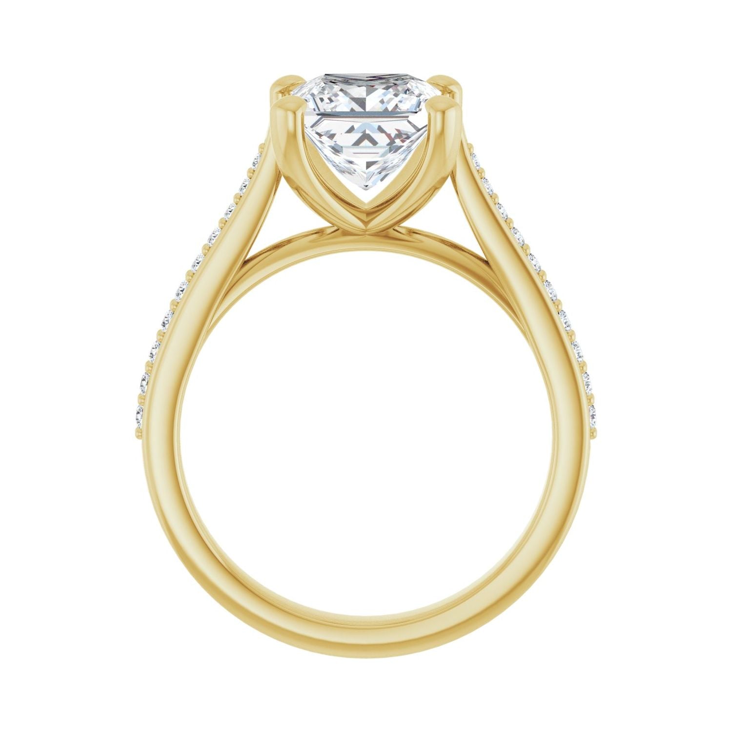 Square Engagement Ring | Metal Type=14K Yellow Gold | Center Stone Size=2 CT | Image 2