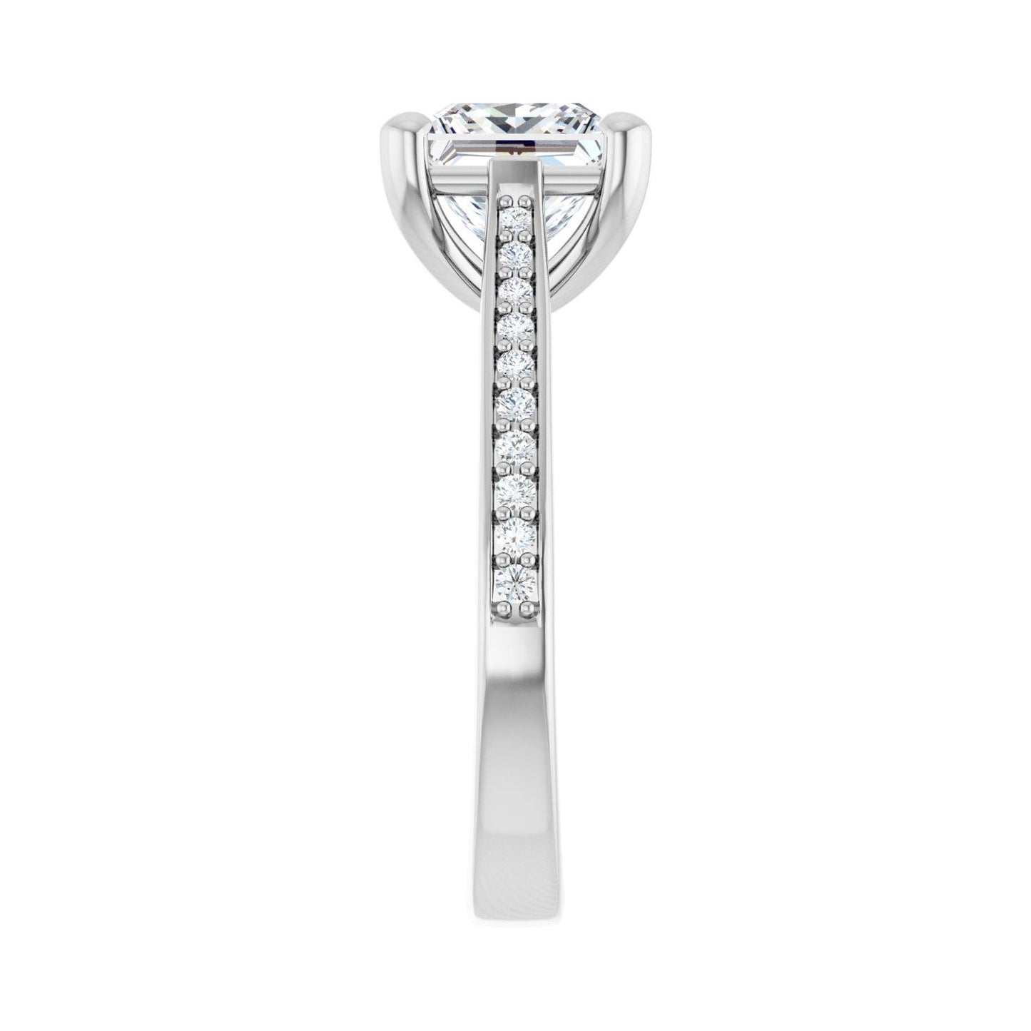 Square Engagement Ring | Metal Type=14K White Gold | Center Stone Size=2 CT | Image 4