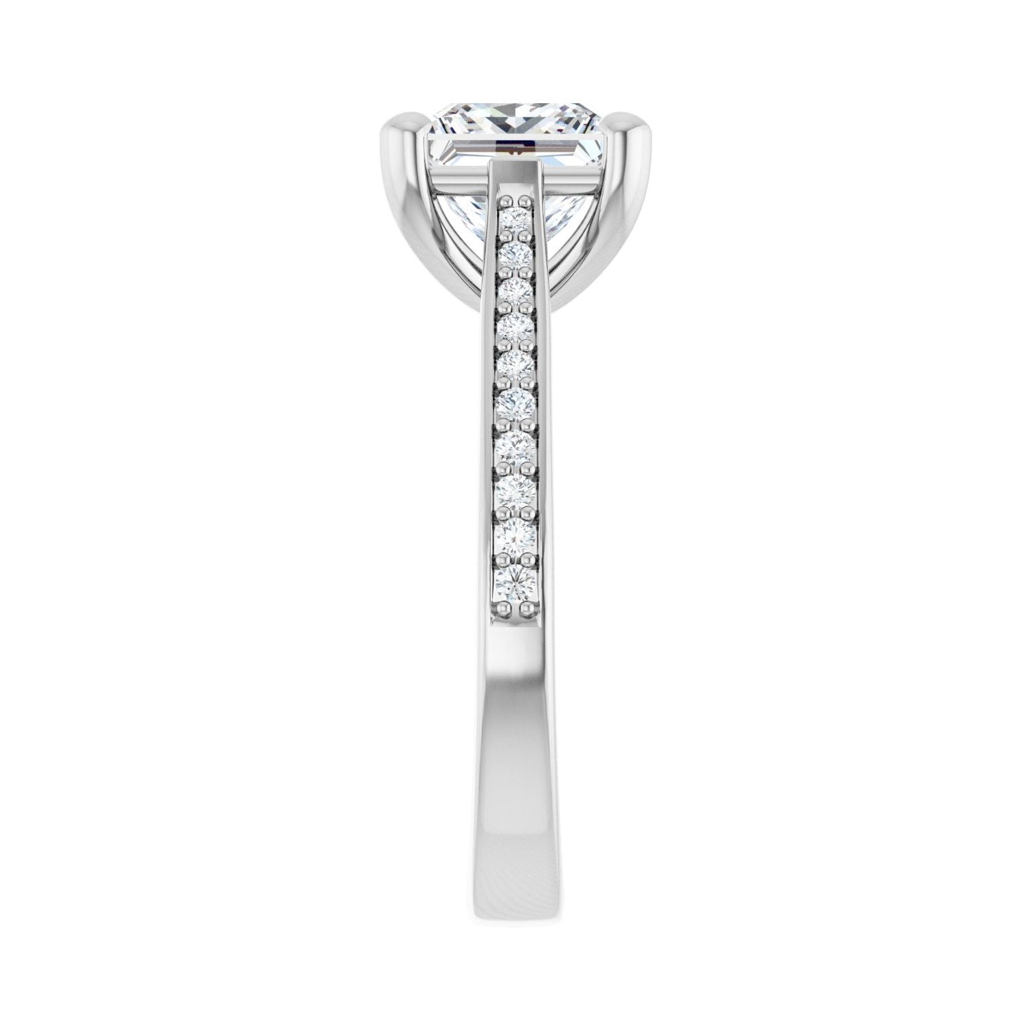 Square Engagement Ring | Metal Type=14K White Gold | Center Stone Size=2 CT | Image 4