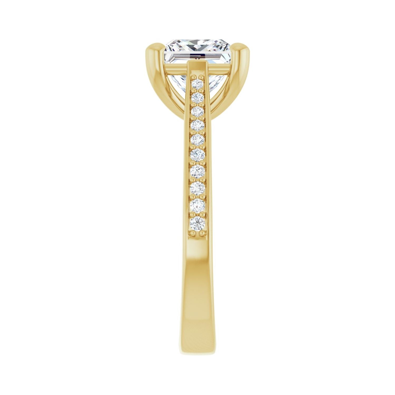 Square Engagement Ring | Metal Type=14K Yellow Gold | Center Stone Size=2 CT | Image 4