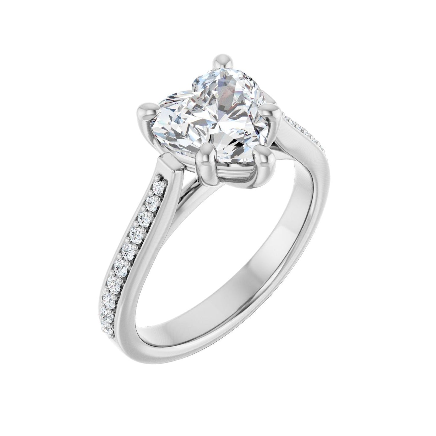 Heart Engagement Ring | Metal Type=14K White Gold | Center Stone Size=1.5 CT | Image 1