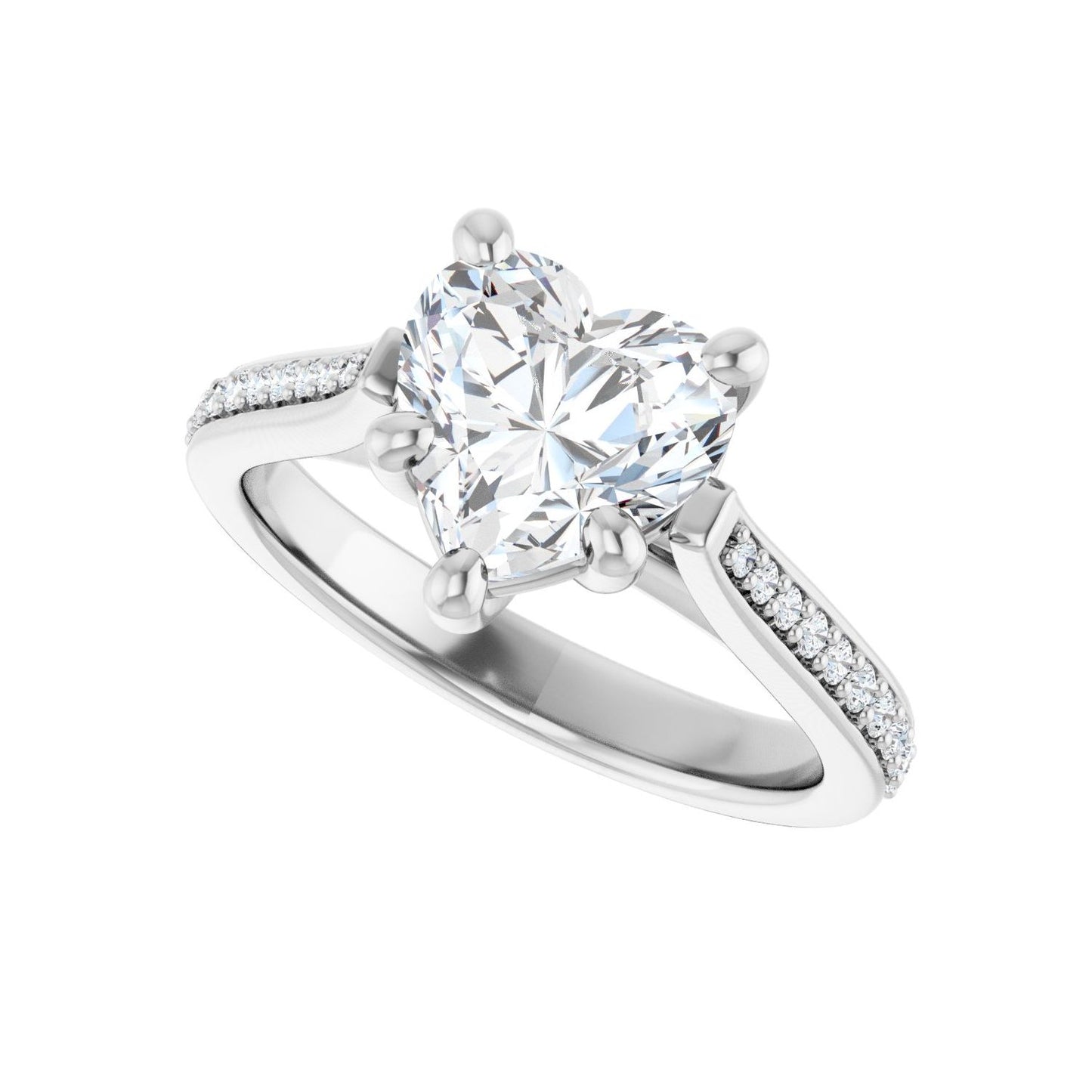 Heart Engagement Ring | Metal Type=14K White Gold | Center Stone Size=1.5 CT | Image 5