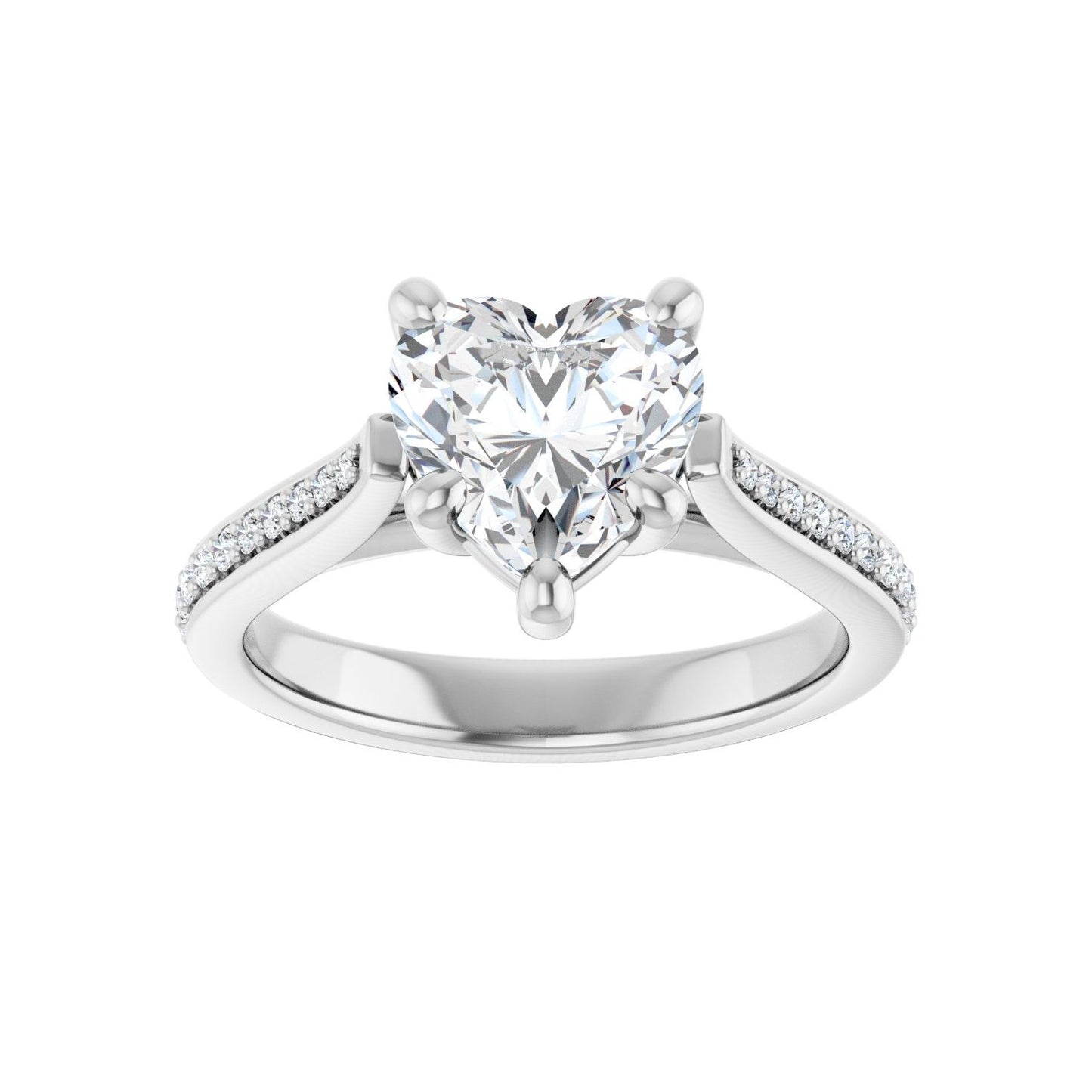 Heart Engagement Ring | Metal Type=14K White Gold | Center Stone Size=1.5 CT | Image 3