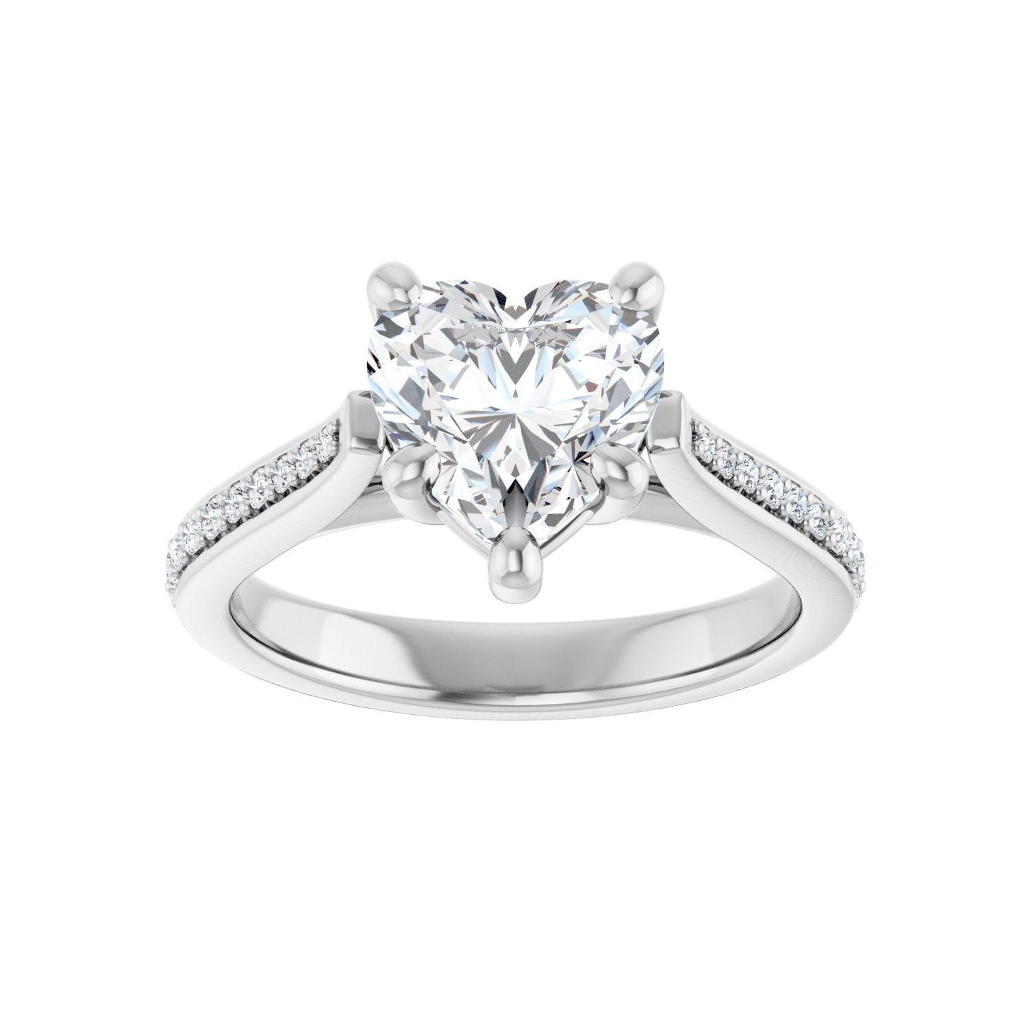 Heart Engagement Ring | Metal Type=14K White Gold | Center Stone Size=1.5 CT | Image 3