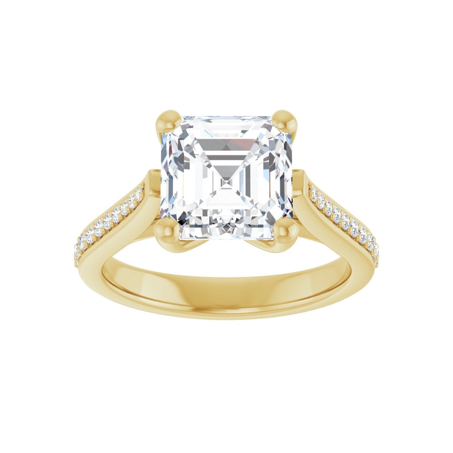Asscher Engagement Ring | Metal Type=14K Yellow Gold | Center Stone Size=3 CT | Image 3