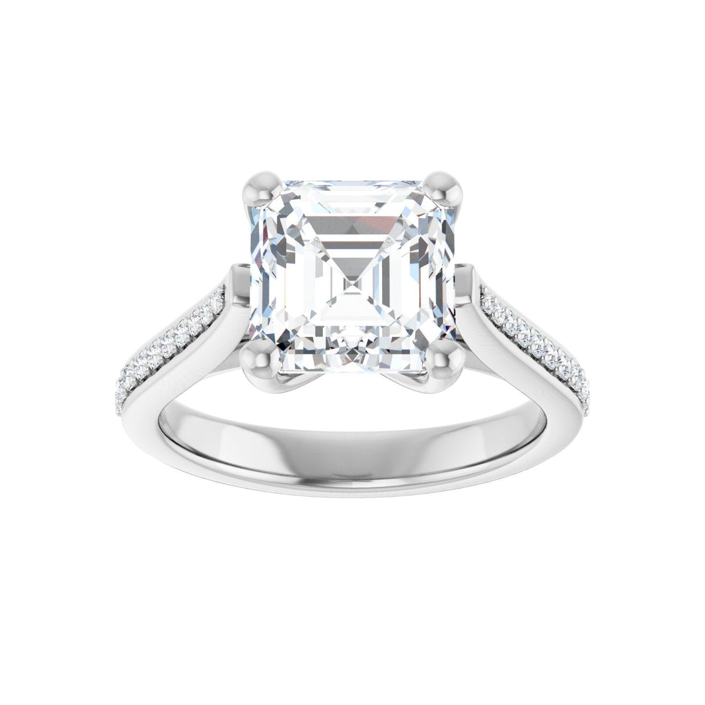 Asscher Engagement Ring | Metal Type=14K White Gold | Center Stone Size=3 CT | Image 3