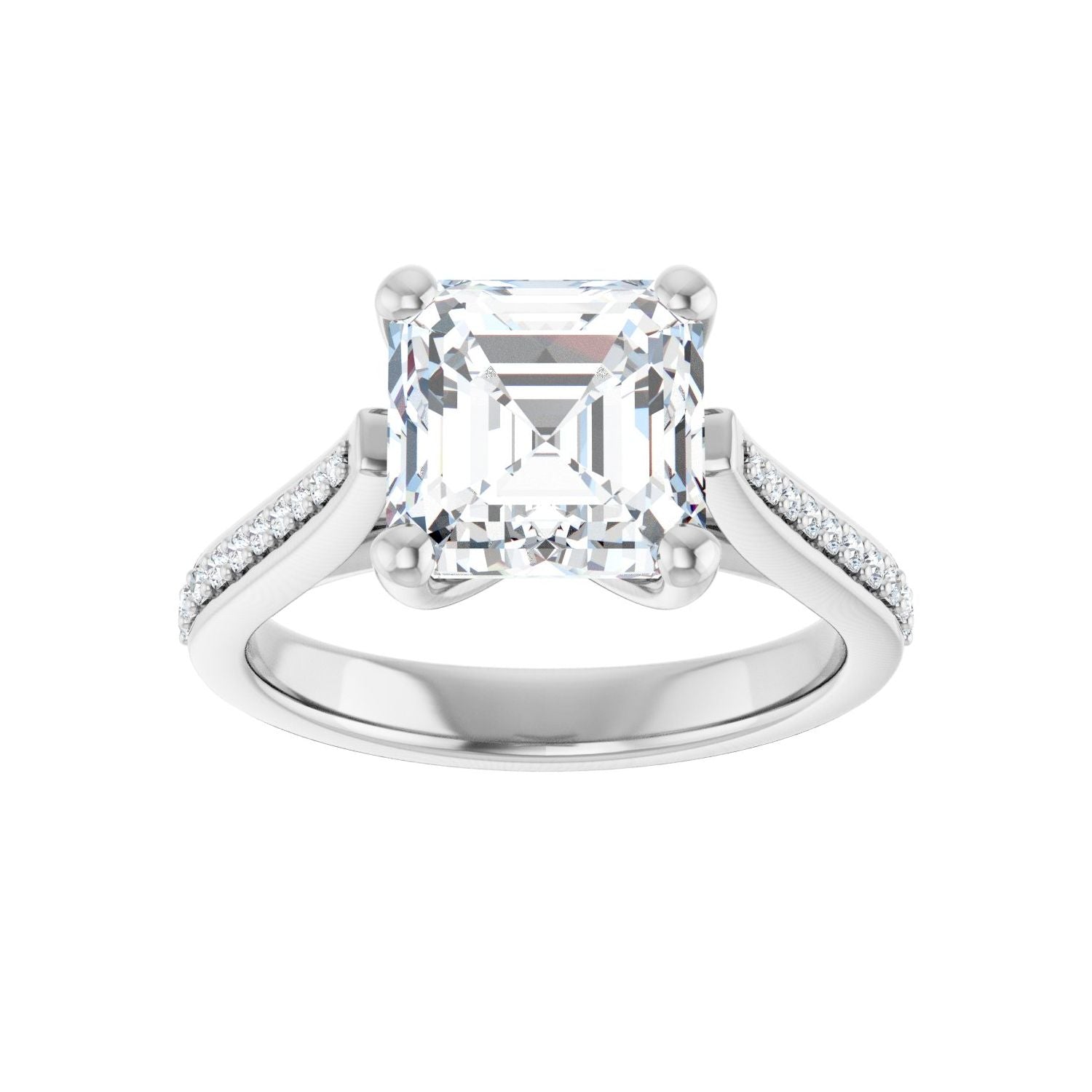 Asscher Engagement Ring | Metal Type=14K White Gold | Center Stone Size=3 CT | Image 3