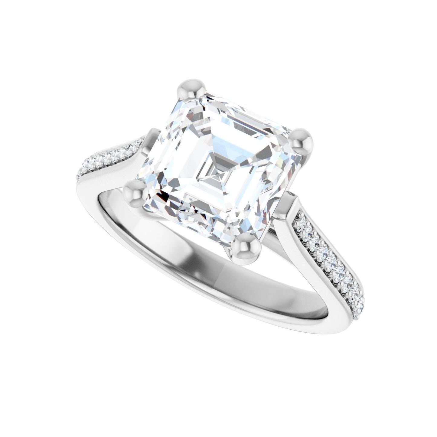 Asscher Engagement Ring | Metal Type=14K White Gold | Center Stone Size=3 CT | Image 5