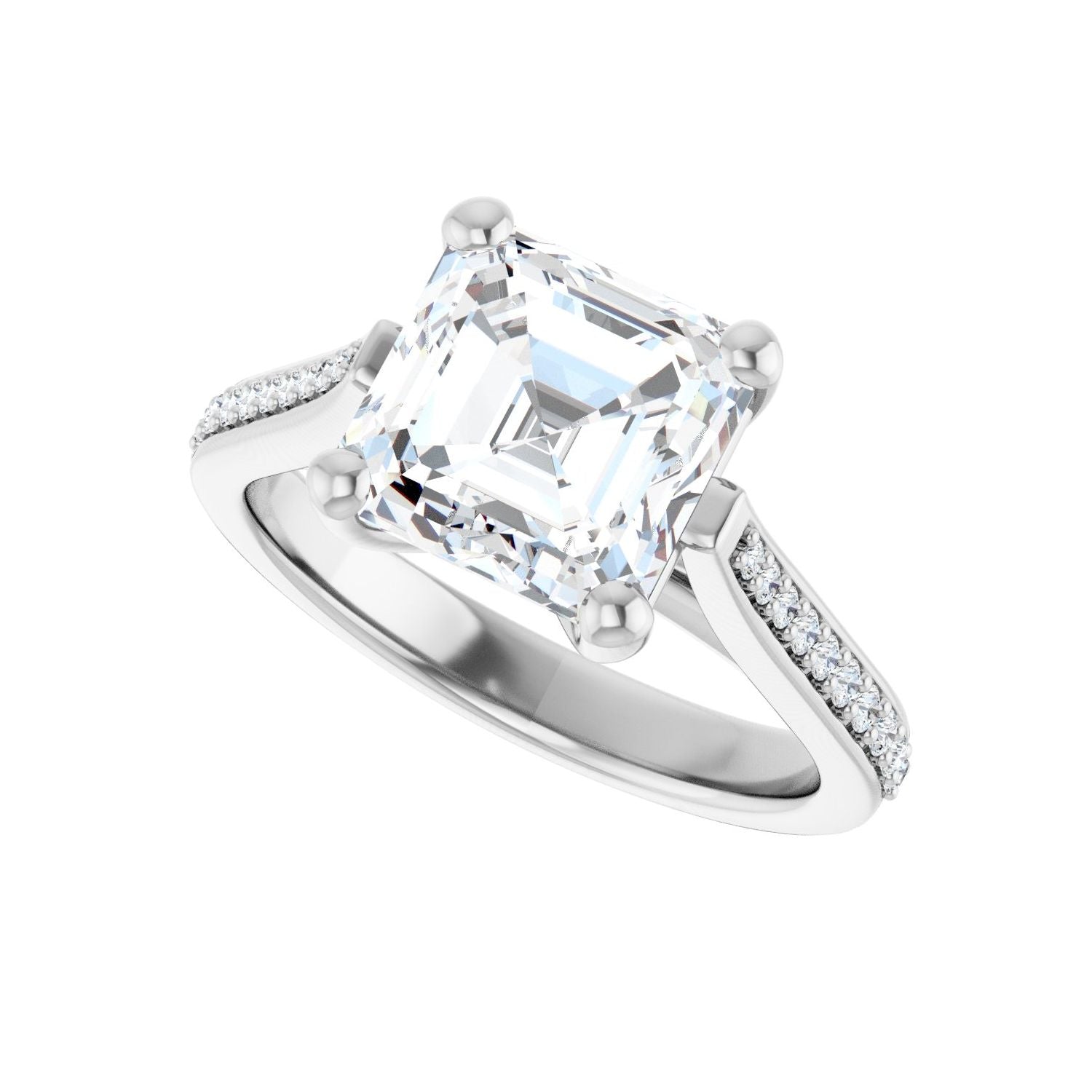 Asscher Engagement Ring | Metal Type=14K White Gold | Center Stone Size=3 CT | Image 5