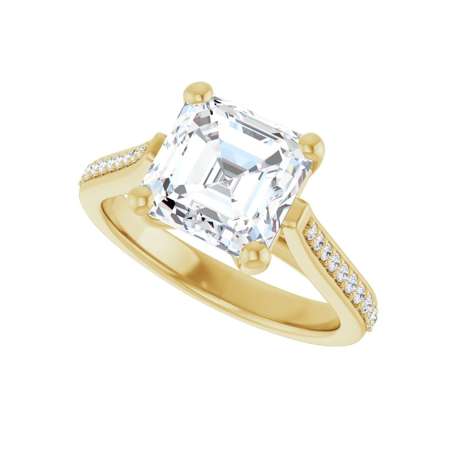 Asscher Engagement Ring | Metal Type=14K Yellow Gold | Center Stone Size=3 CT | Image 5