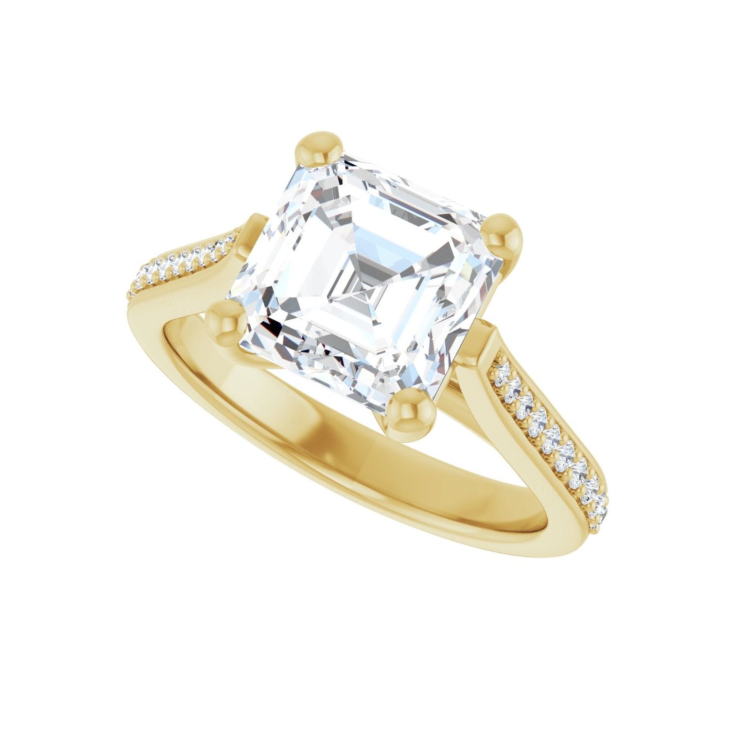 Asscher Engagement Ring | Metal Type=14K Yellow Gold | Center Stone Size=3 CT | Image 5