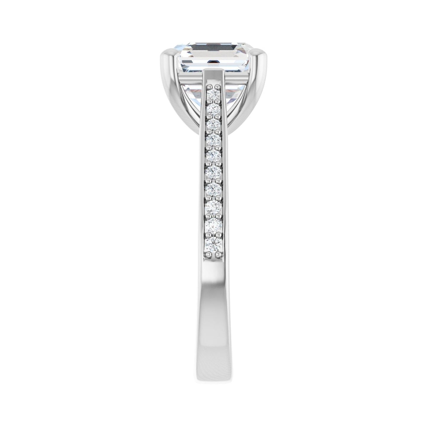 Asscher Engagement Ring | Metal Type=14K White Gold | Center Stone Size=3 CT | Image 4