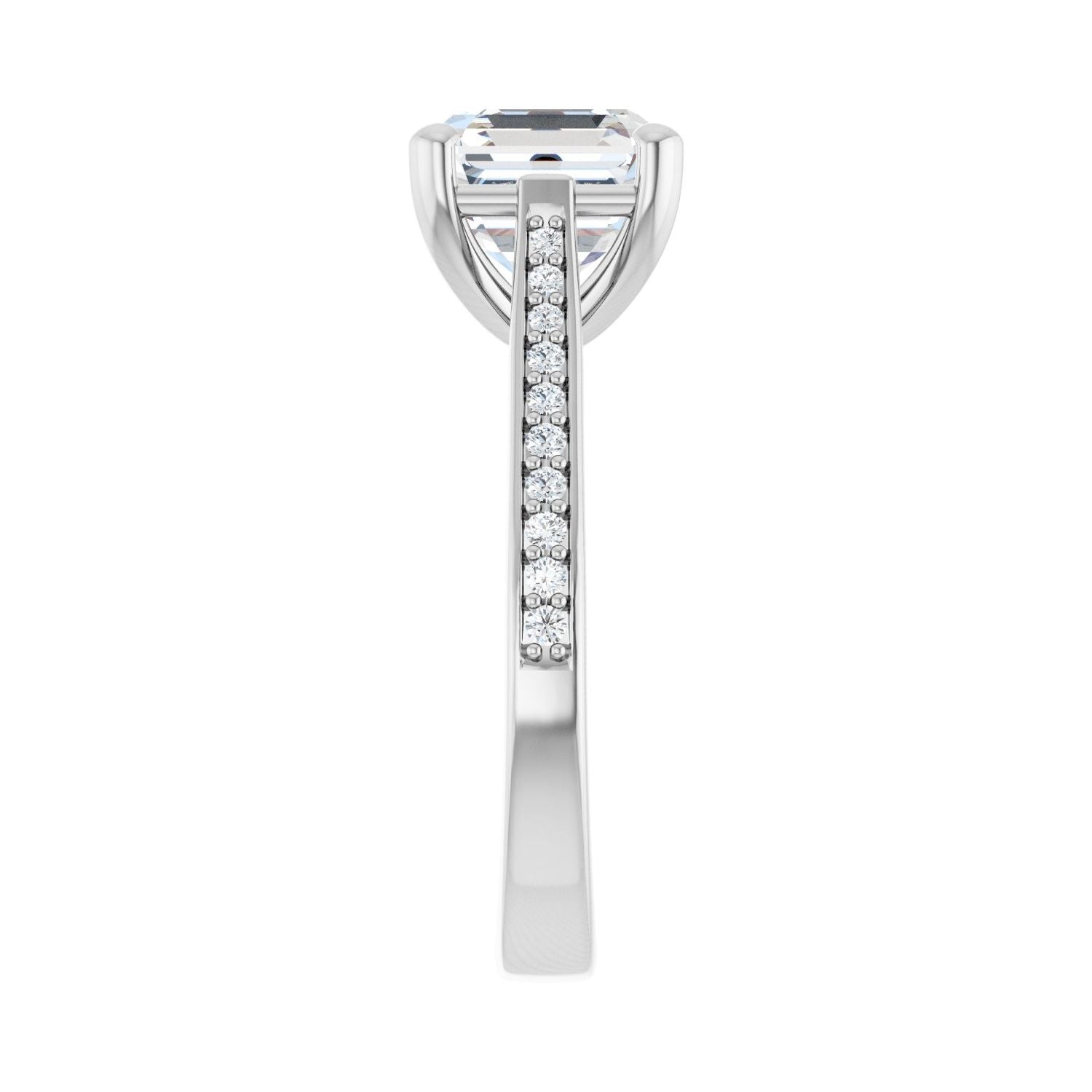Asscher Engagement Ring | Metal Type=14K White Gold | Center Stone Size=3 CT | Image 4