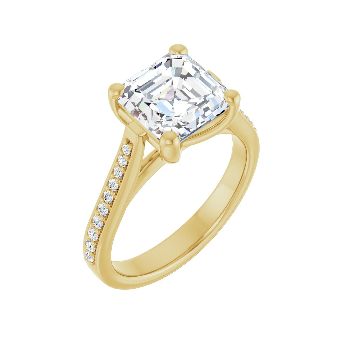 Asscher Engagement Ring | Metal Type=14K Yellow Gold | Center Stone Size=3 CT | Image 1
