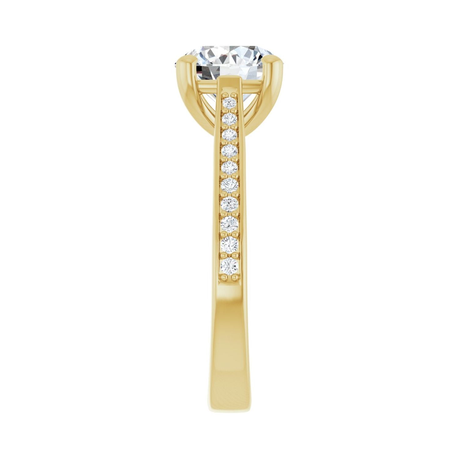 Round Engagement Ring | Metal Type=14K Yellow Gold | Center Stone Size=2 CT | Image 4