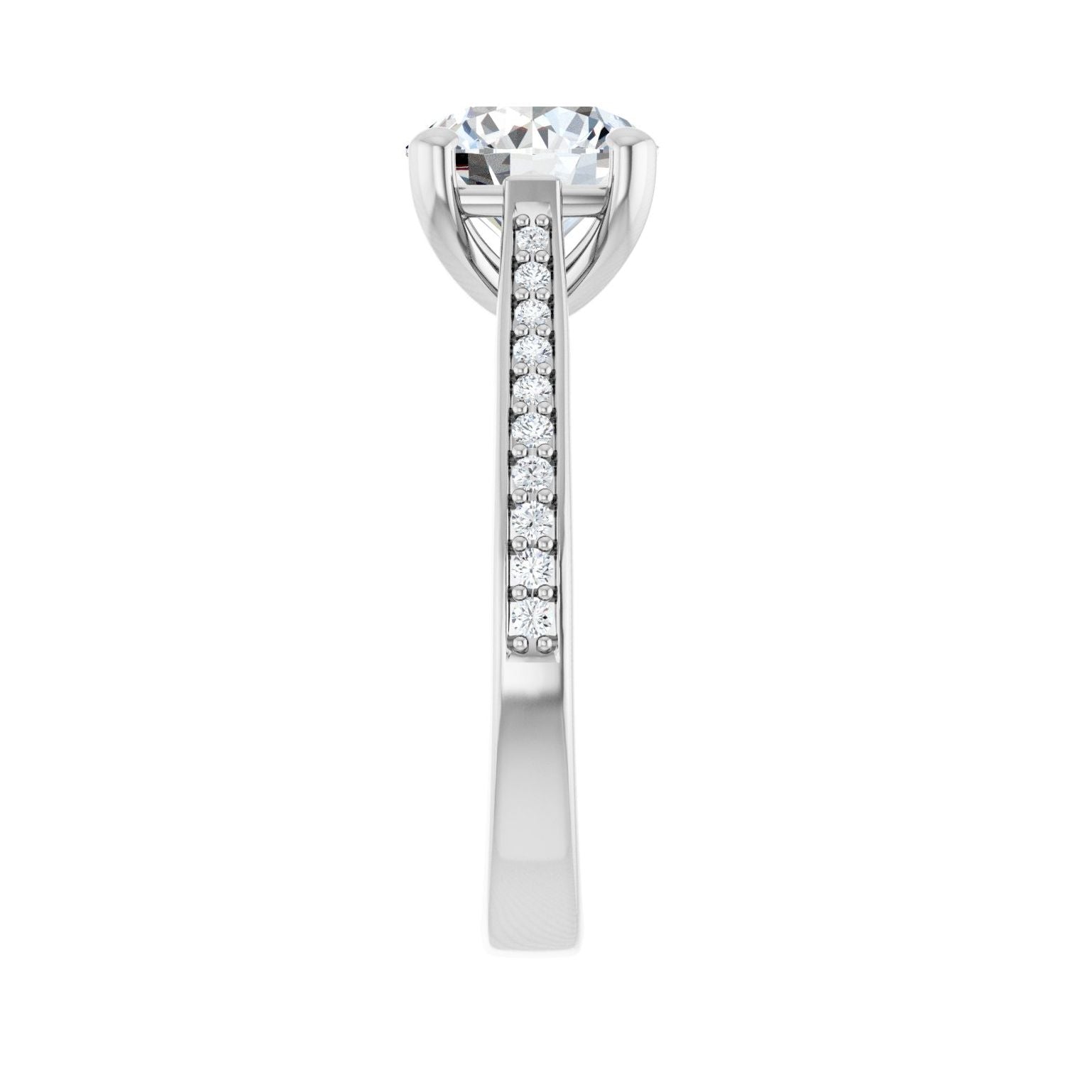Round Engagement Ring | Metal Type=14K White Gold | Center Stone Size=2 CT | Image 4