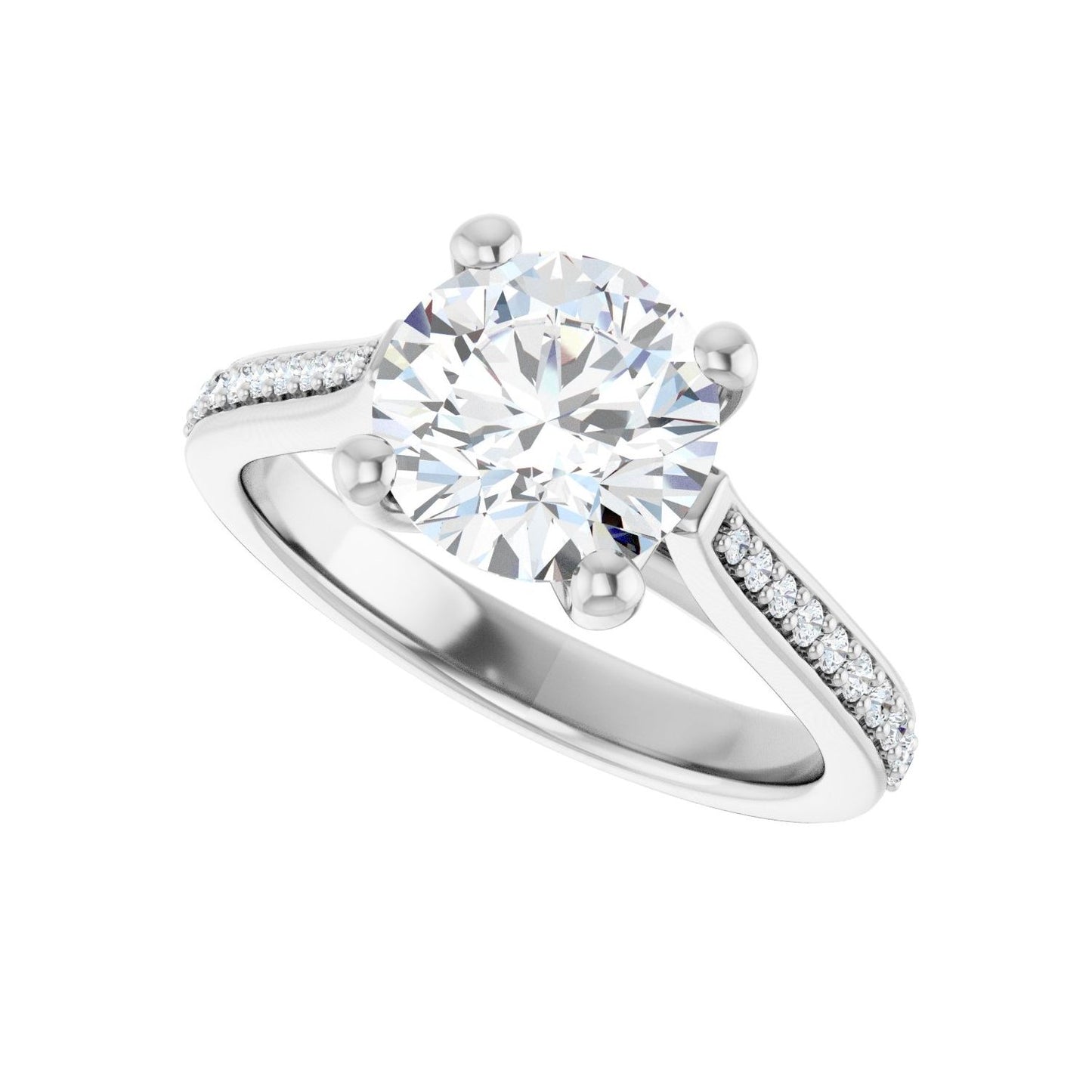 Round Engagement Ring | Metal Type=14K White Gold | Center Stone Size=2 CT | Image 5
