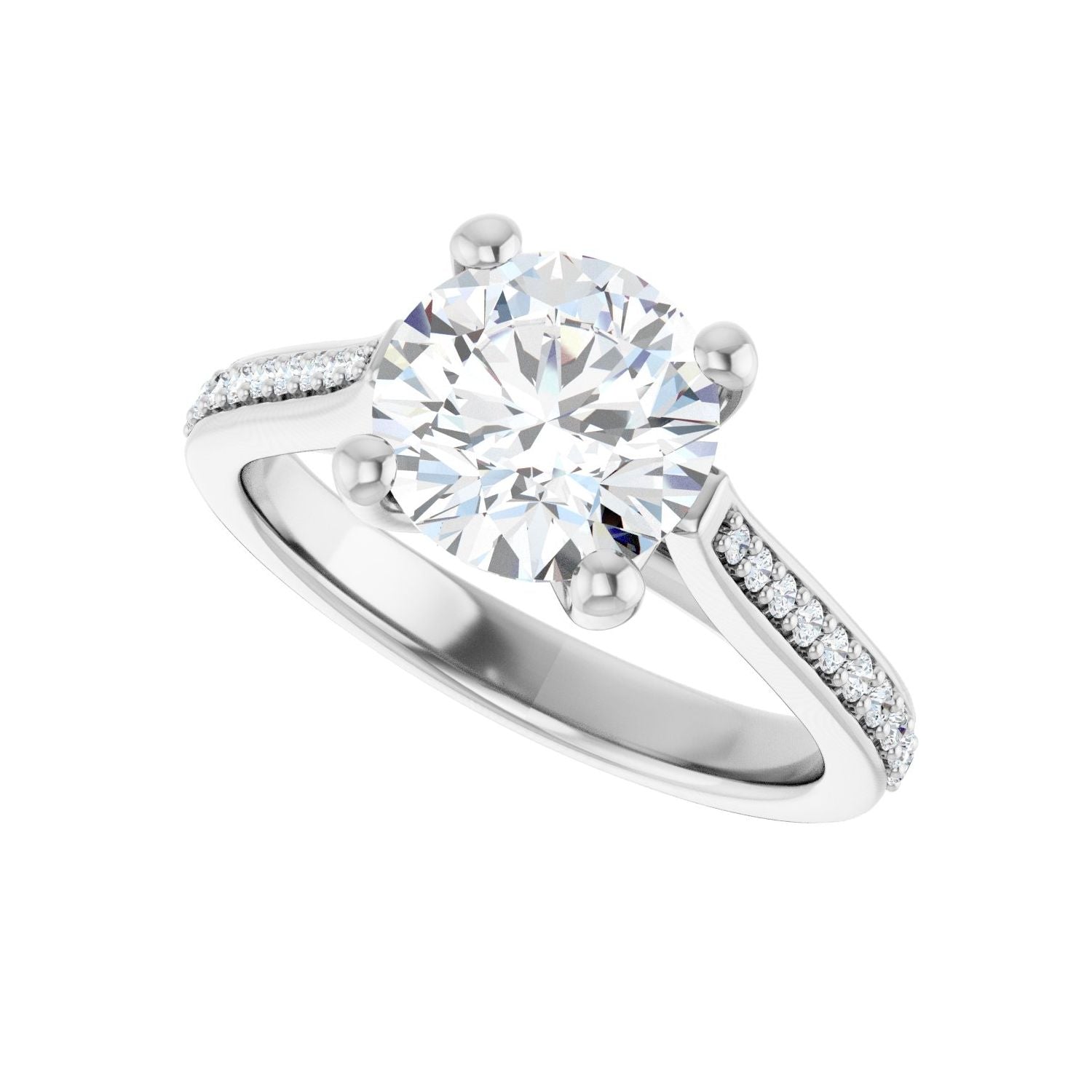 Round Engagement Ring | Metal Type=14K White Gold | Center Stone Size=2 CT | Image 5