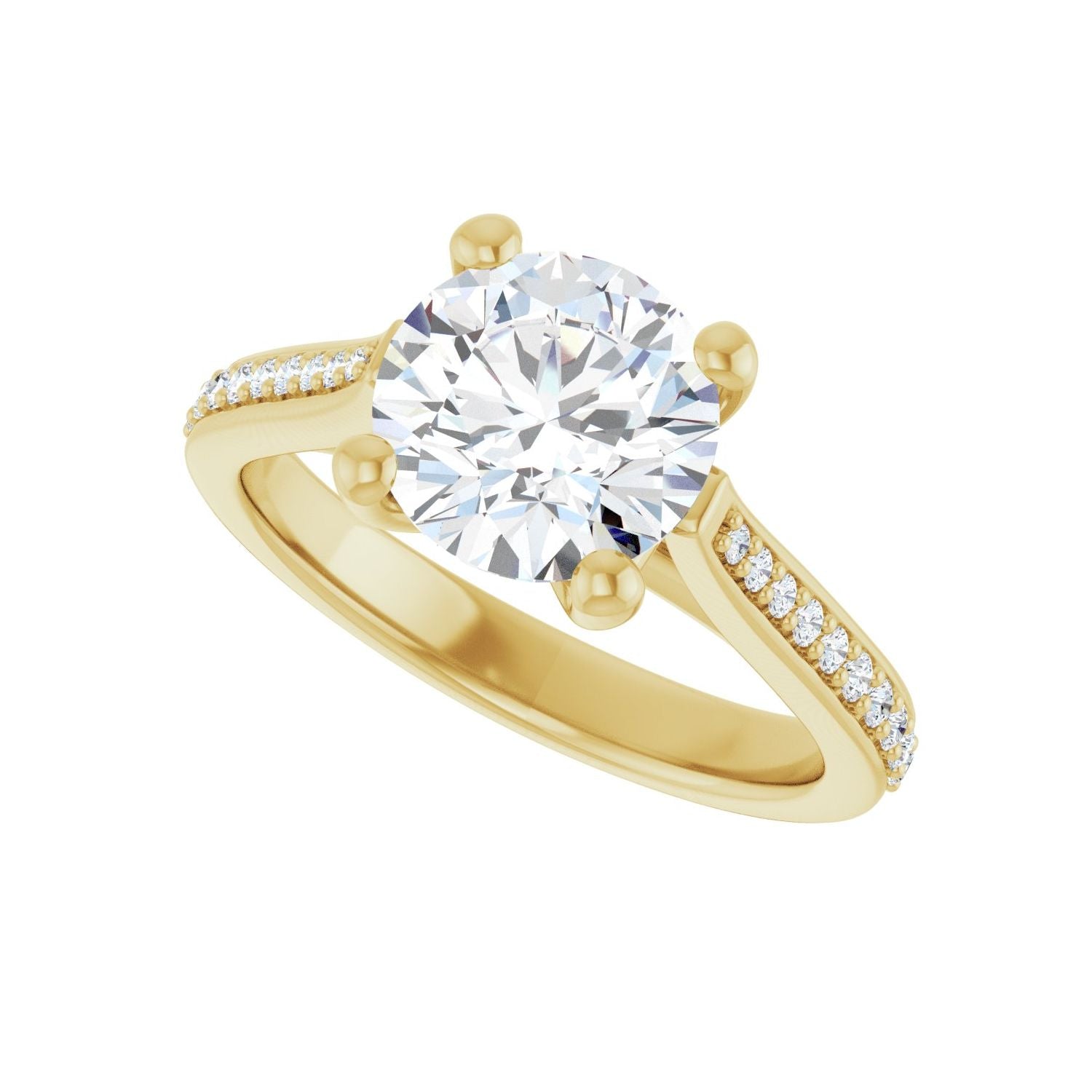 Round Engagement Ring | Metal Type=14K Yellow Gold | Center Stone Size=2 CT | Image 5