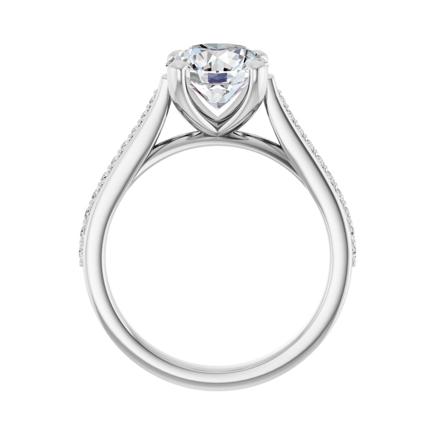 Round Engagement Ring | Metal Type=14K White Gold | Center Stone Size=2 CT | Image 2