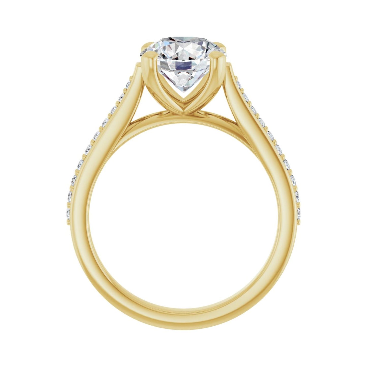 Round Engagement Ring | Metal Type=14K Yellow Gold | Center Stone Size=2 CT | Image 2
