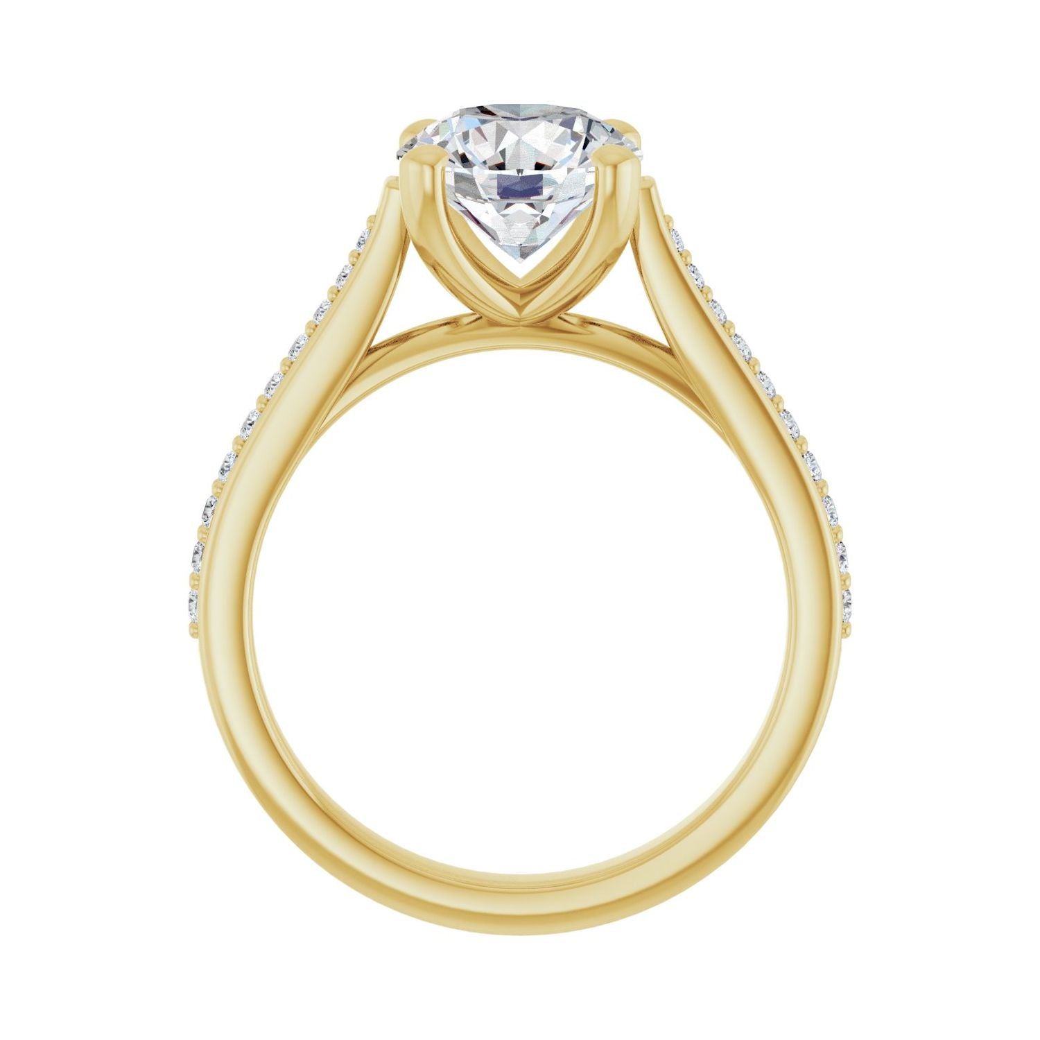 Round Engagement Ring | Metal Type=14K Yellow Gold | Center Stone Size=2 CT | Image 2