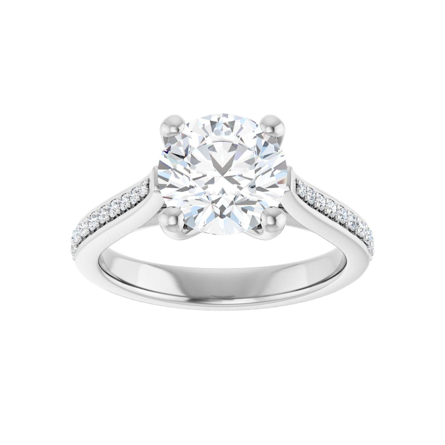 Round Engagement Ring | Metal Type=14K White Gold | Center Stone Size=2 CT | Image 3