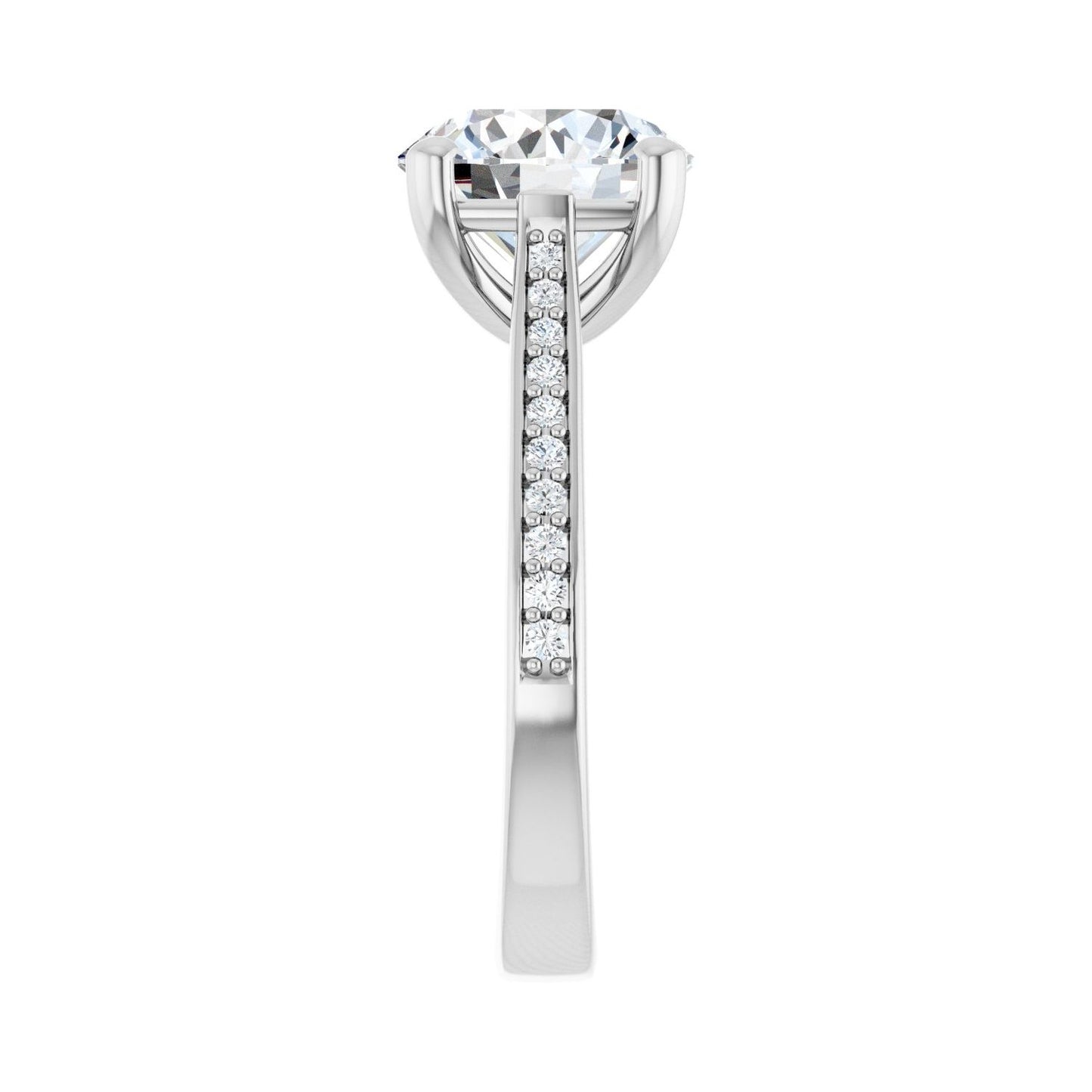 Round Engagement Ring | Metal Type=14K White Gold | Center Stone Size=3 CT | Image 4
