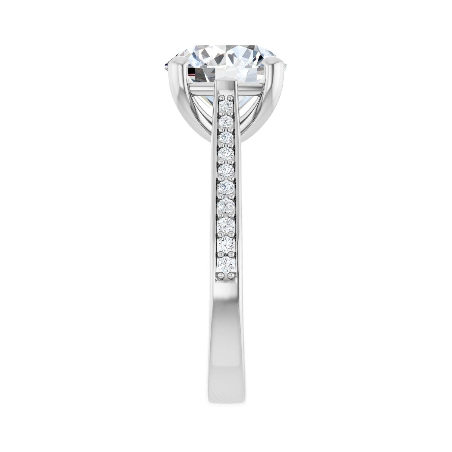Round Engagement Ring | Metal Type=14K White Gold | Center Stone Size=3 CT | Image 4