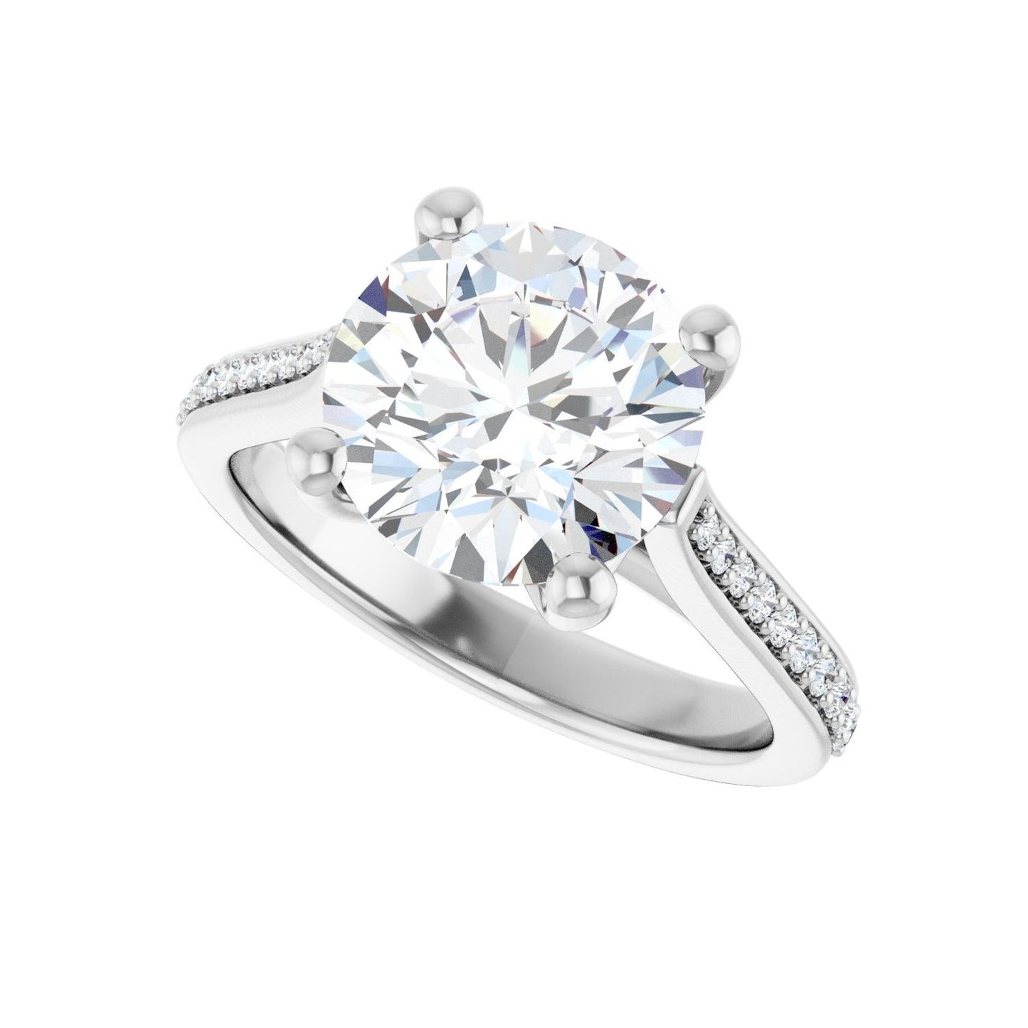 Round Engagement Ring | Metal Type=14K White Gold | Center Stone Size=3 CT | Image 5