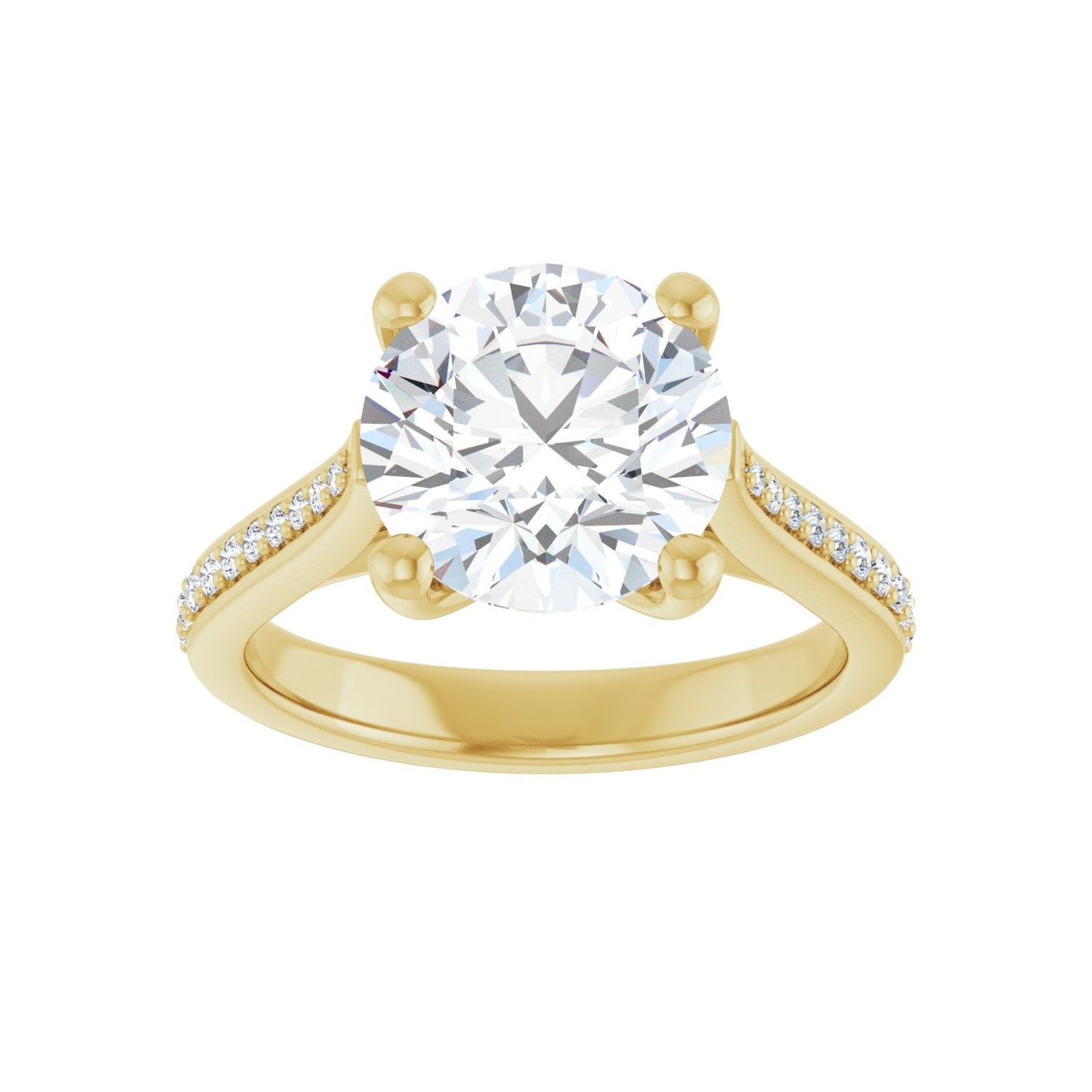 Round Engagement Ring | Metal Type=14K Yellow Gold | Center Stone Size=3 CT | Image 3