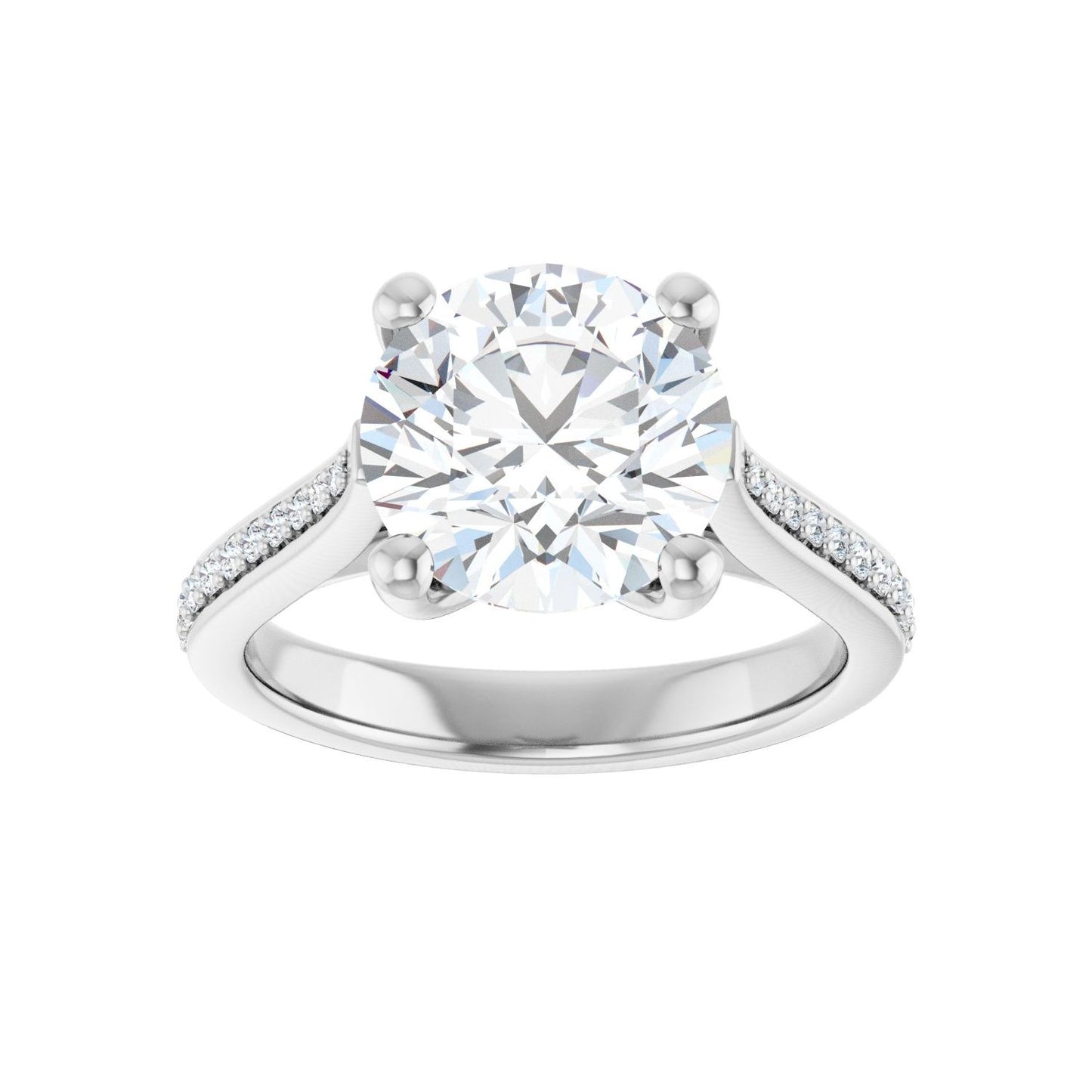 Round Engagement Ring | Metal Type=14K White Gold | Center Stone Size=3 CT | Image 3
