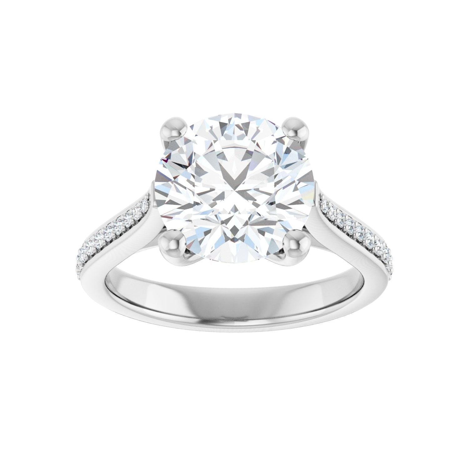 Round Engagement Ring | Metal Type=14K White Gold | Center Stone Size=3 CT | Image 3