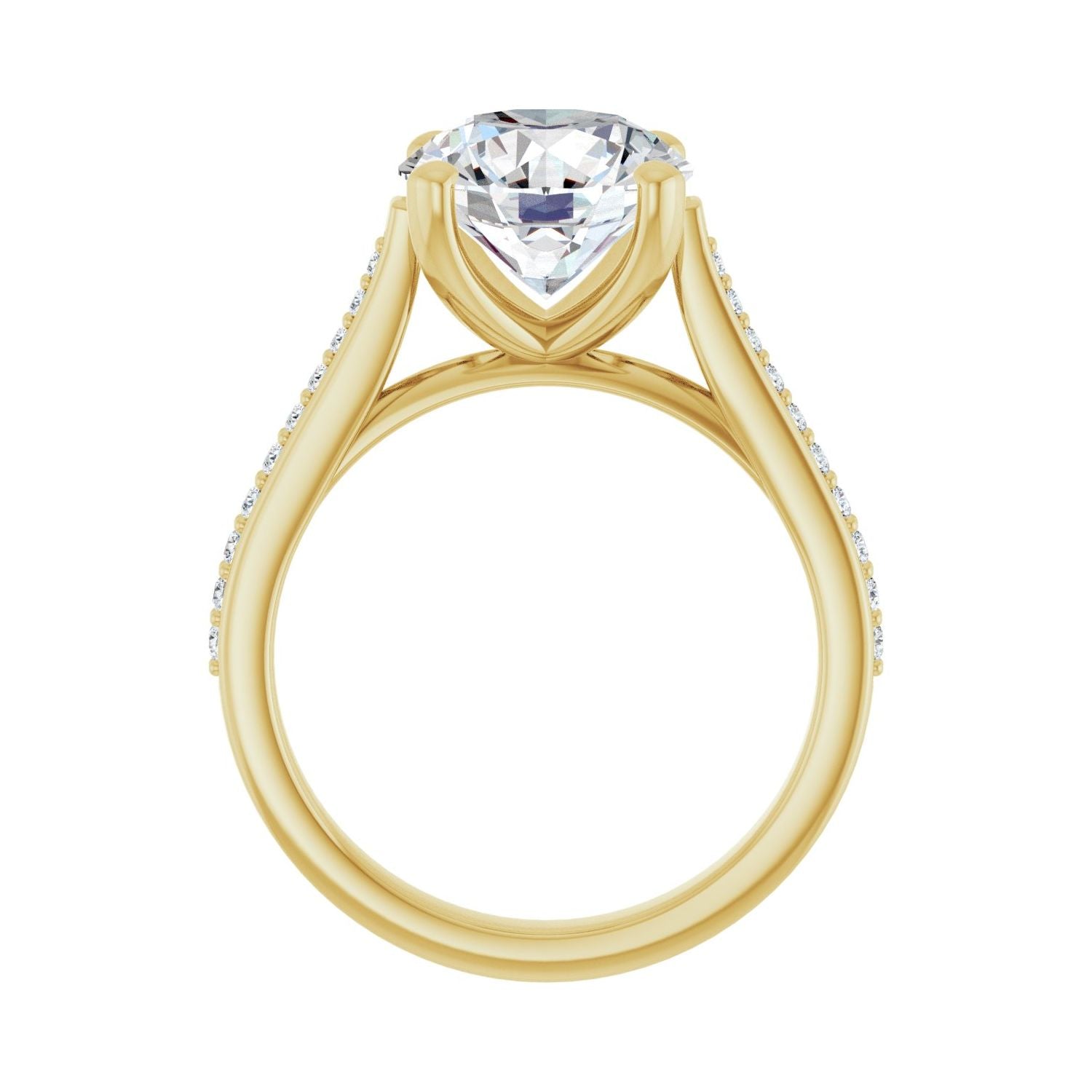 Round Engagement Ring | Metal Type=14K Yellow Gold | Center Stone Size=3 CT | Image 2