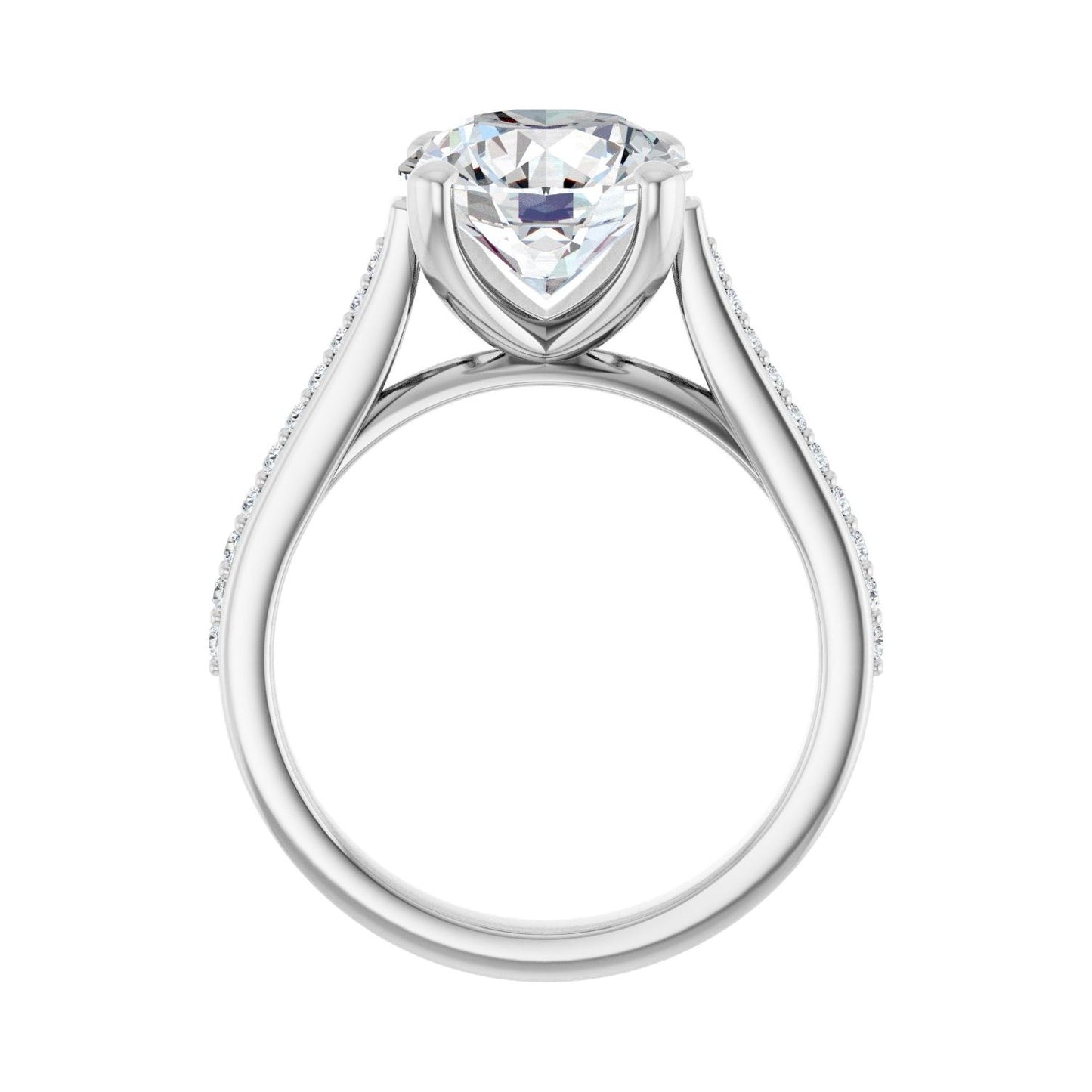 Round Engagement Ring | Metal Type=14K White Gold | Center Stone Size=3 CT | Image 2